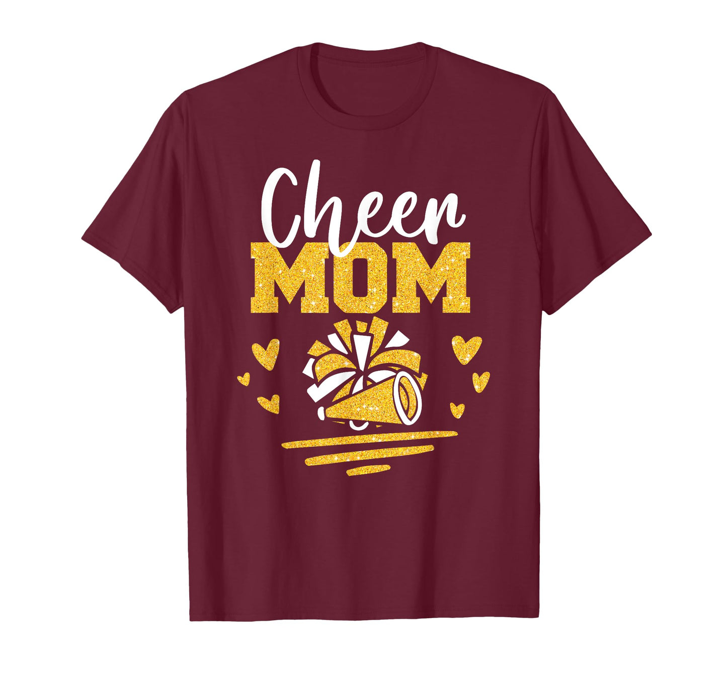 Cheer Mom Shirt Gold Pom Pom Megaphone Cheerleader T-Shirt