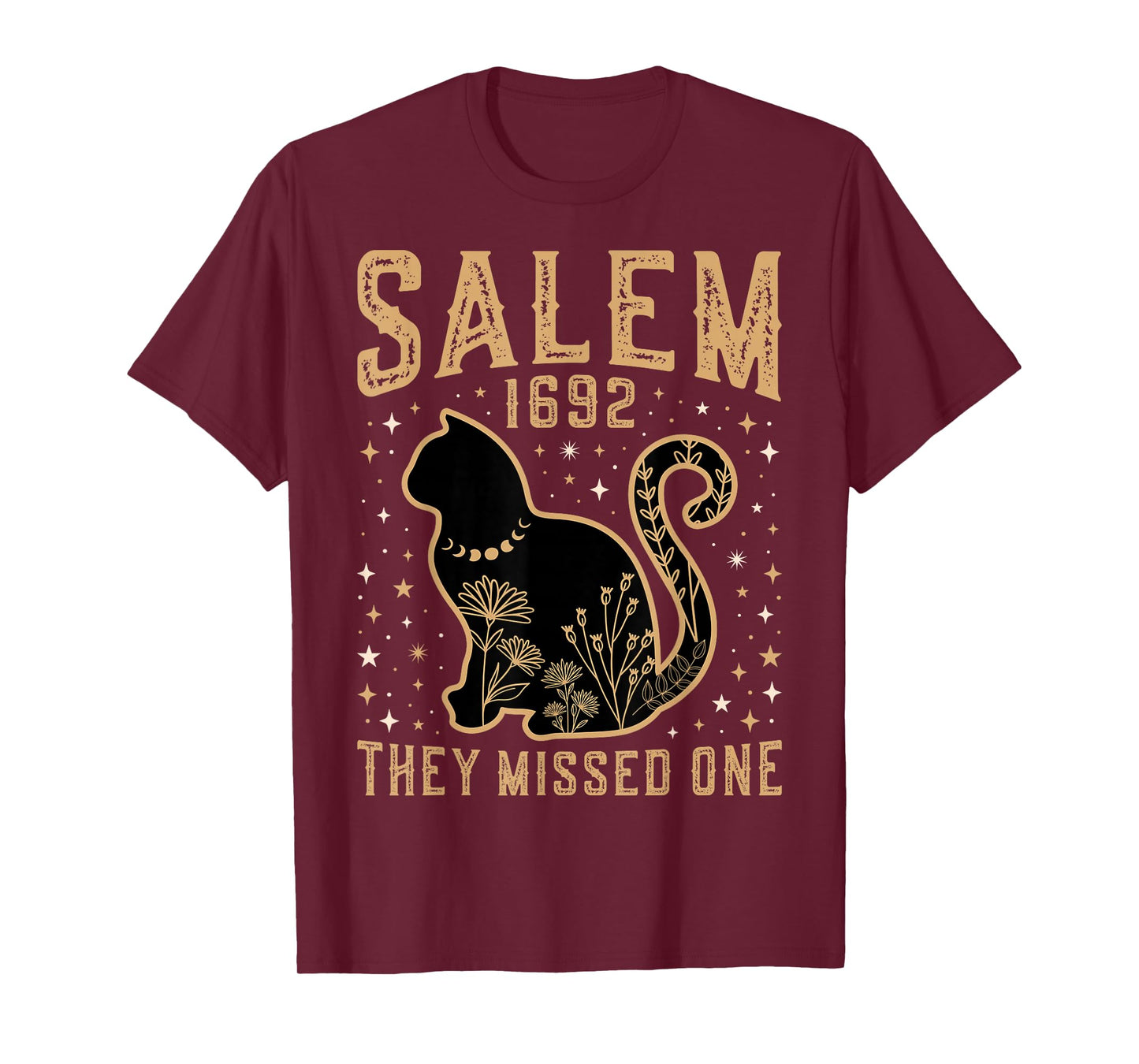 Salem 1692 They Missed One Salem Witch Trial Moon Cat Lady T-Shirt
