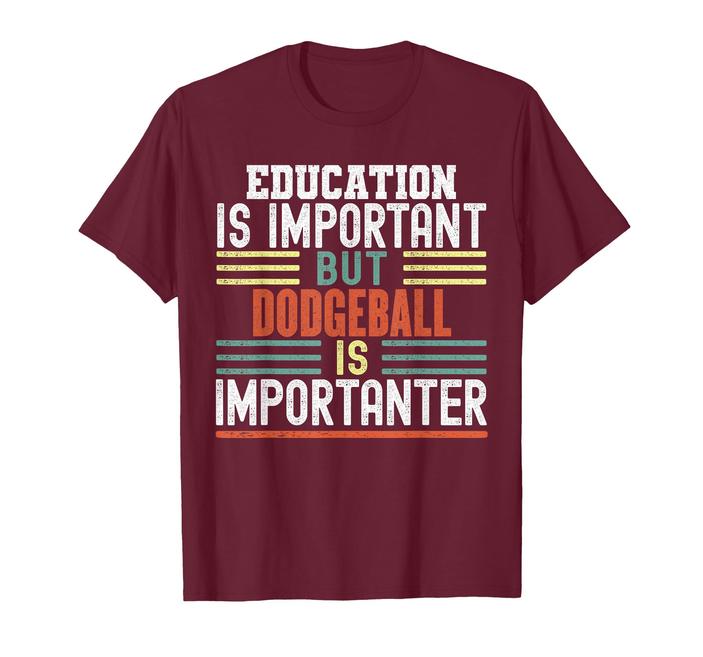 Dodgeball Funny Sayings Sarcastic Humor Gifts Kids Sports Enthusiasts Unisex-Kids Short Sleeve T-Shirt Black Small Education is Important but Dodgeball is Importanter Funny T-Shirt