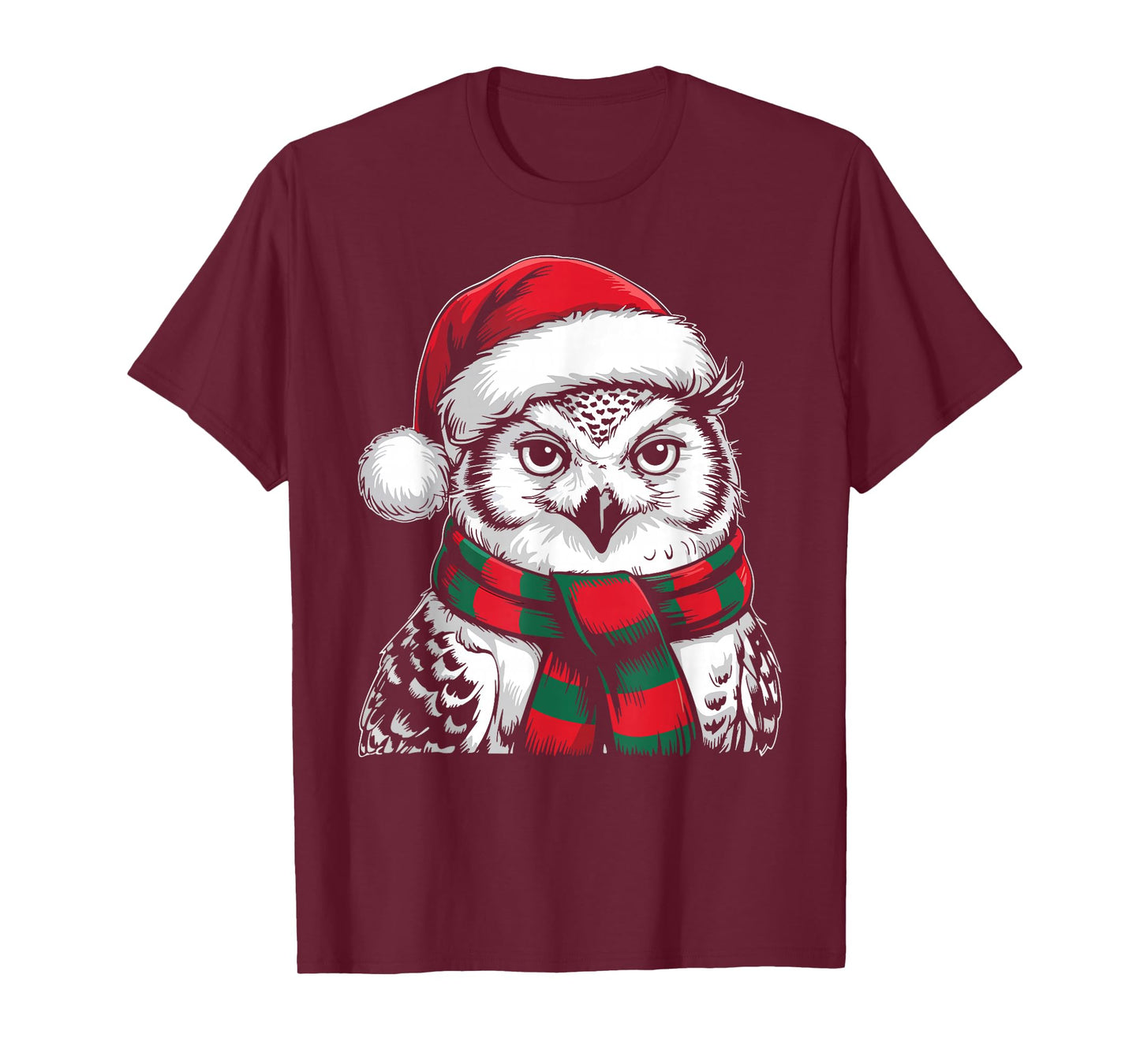 Snowy Owl Xmas Santa Hat Scarf Christmas Costume T-Shirt