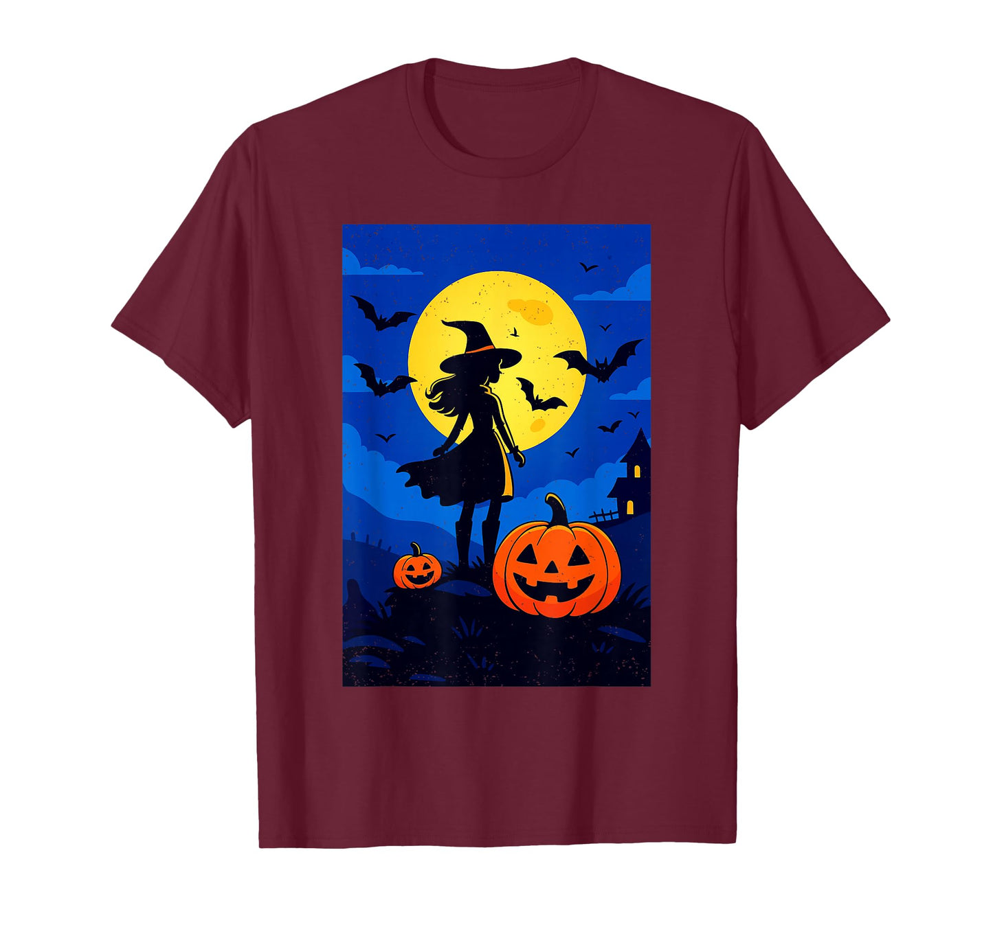 Witch Pumpkin Bats Moon Halloween Scary Gothic Spooky Season T-Shirt