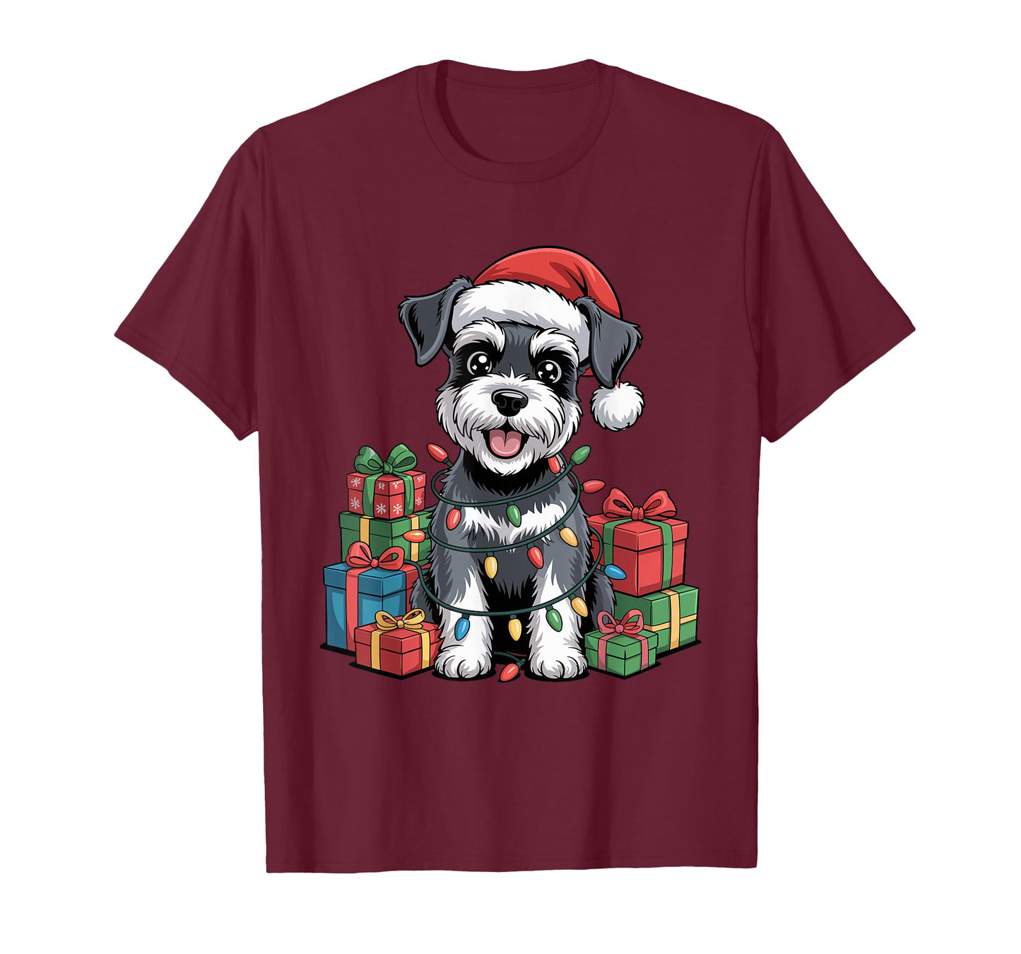 Cute Miniature Schnauzer Christmas Funny Dog Lover Holiday T-Shirt