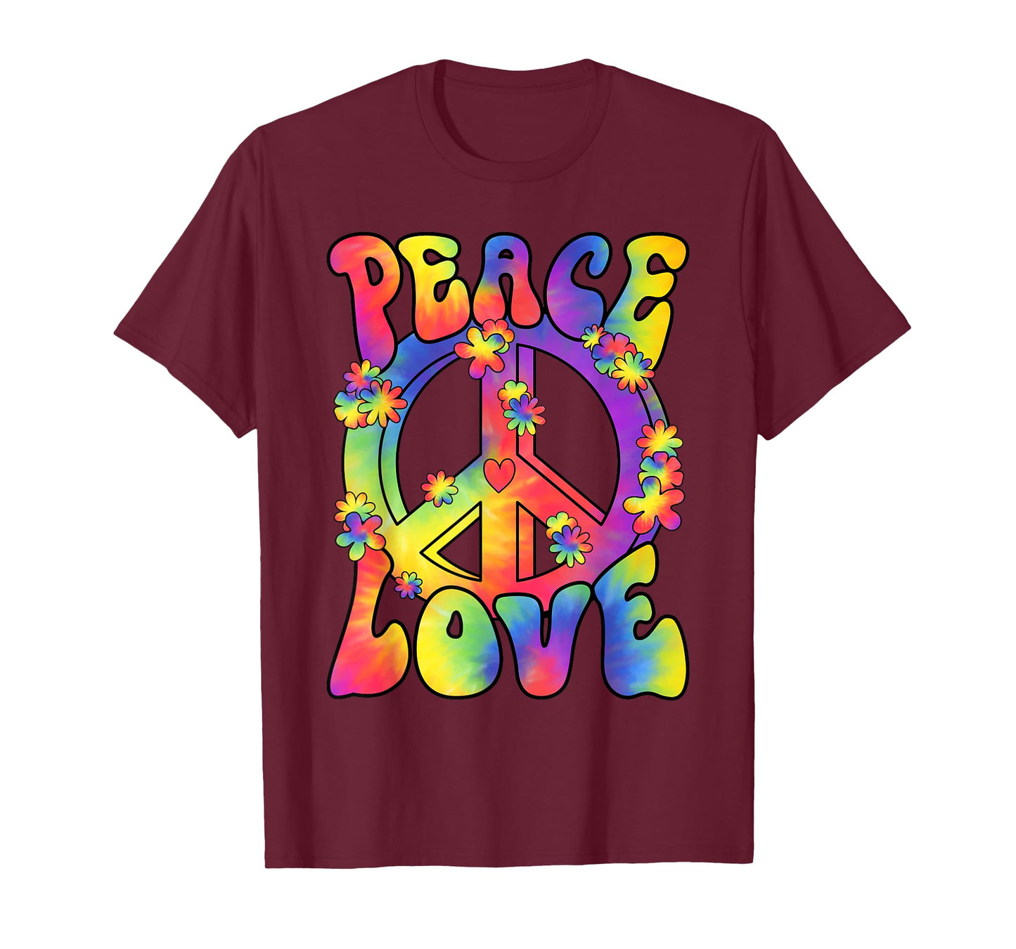 Hippy Costume Peace Love 60s 70s Outfit Retro Hippie Costume T-Shirt
