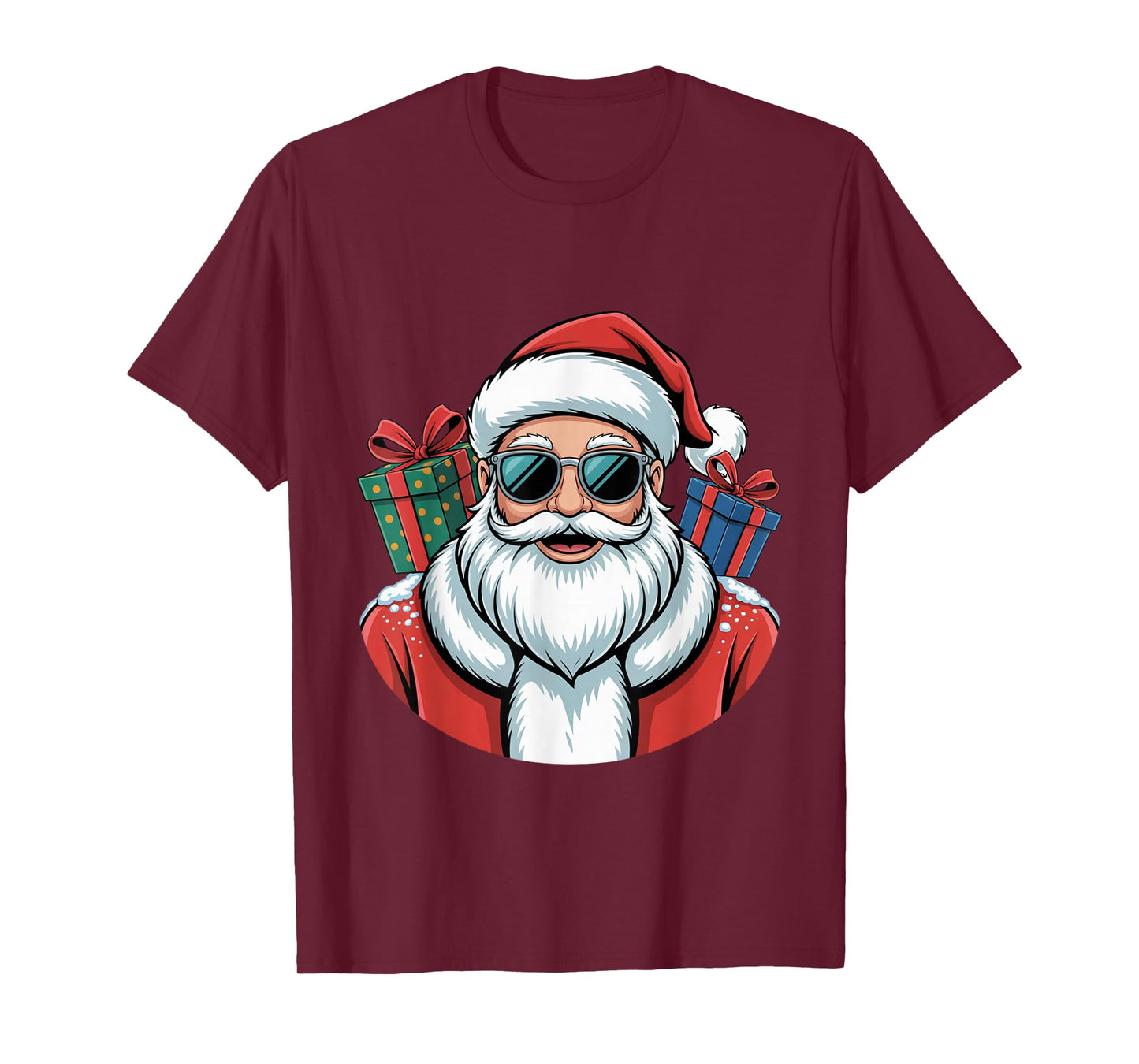Cool Santa with Shades and Gifts Christmas Vibe T-Shirt
