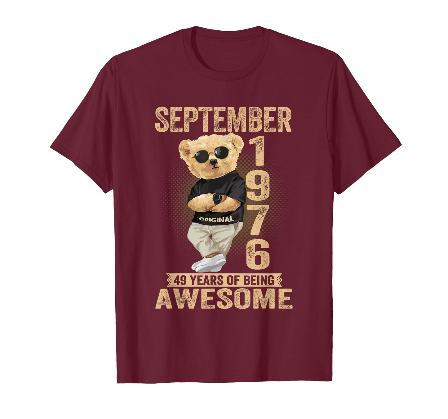 September 49th Birthday Men Women 1976 Awesome Teddy Bear T-Shirt