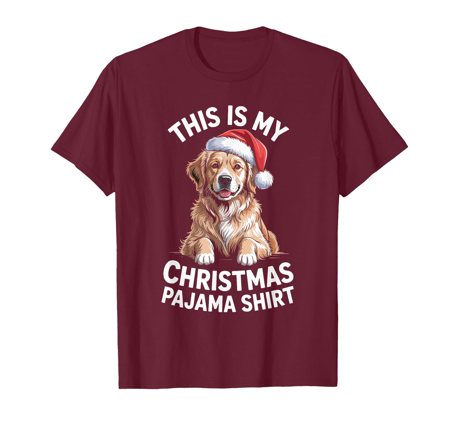 Golden Retriever Dog Santa Hat Christmas Pajama Men Women T-Shirt