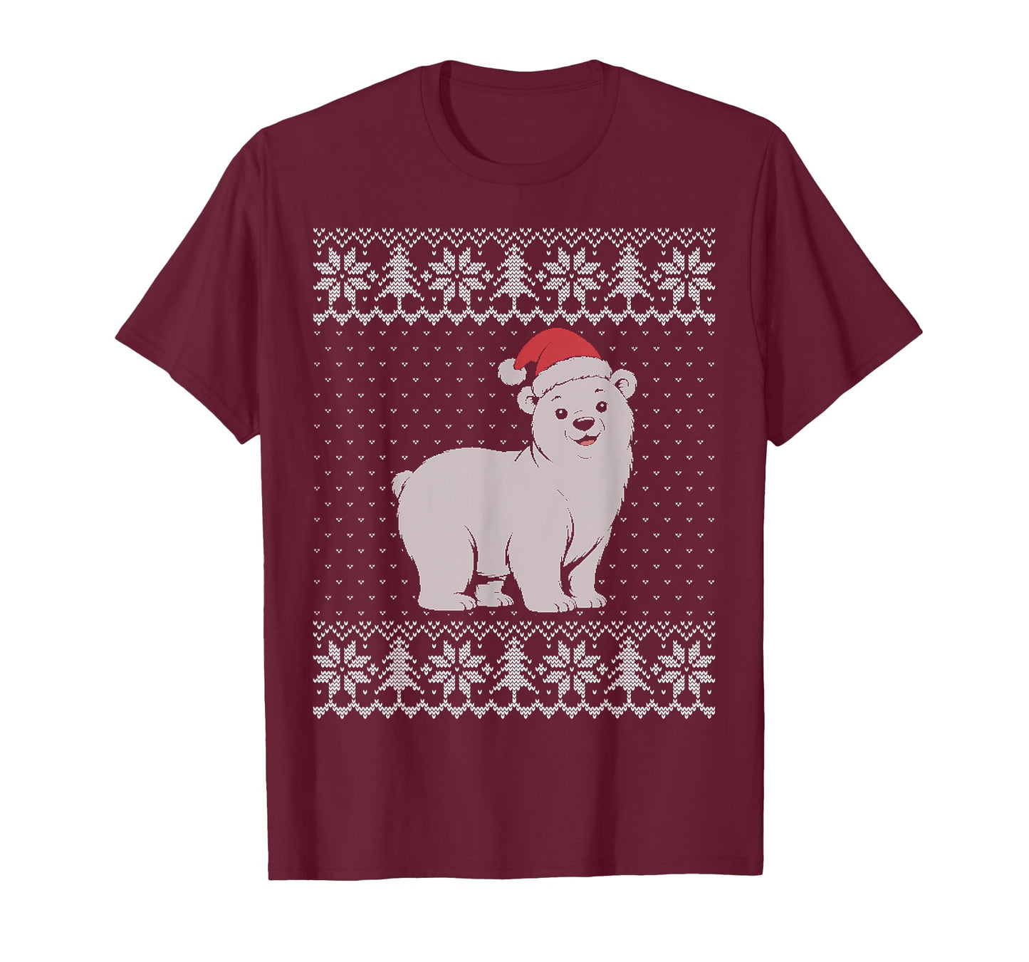 Polar Bear Christmas Sweater, Cute White Bear Santa hat T-Shirt