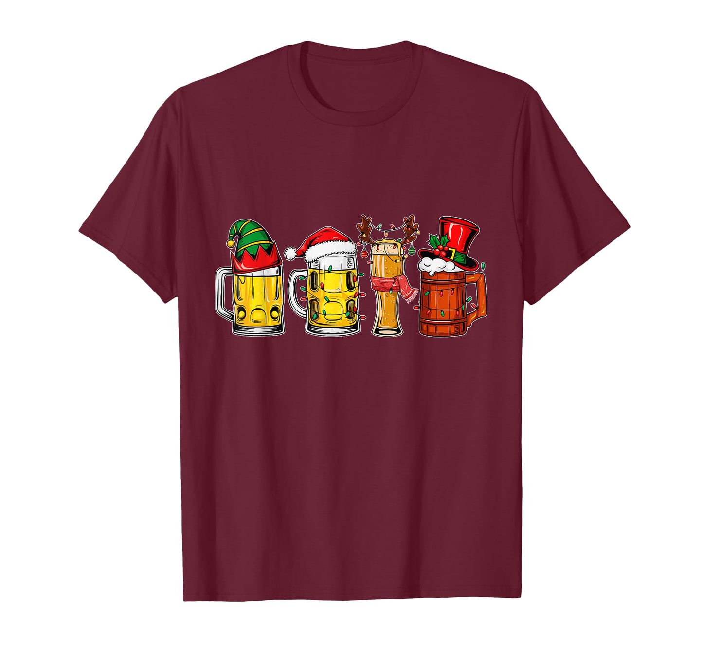 Funny Drinking Christmas Santa Beer Christmas Lights T-Shirt