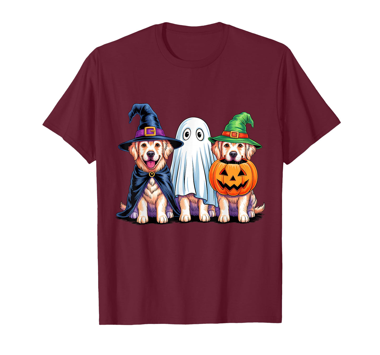 Golden Retriever Halloween Funny Dog Lover Pumpkin Witch T-Shirt