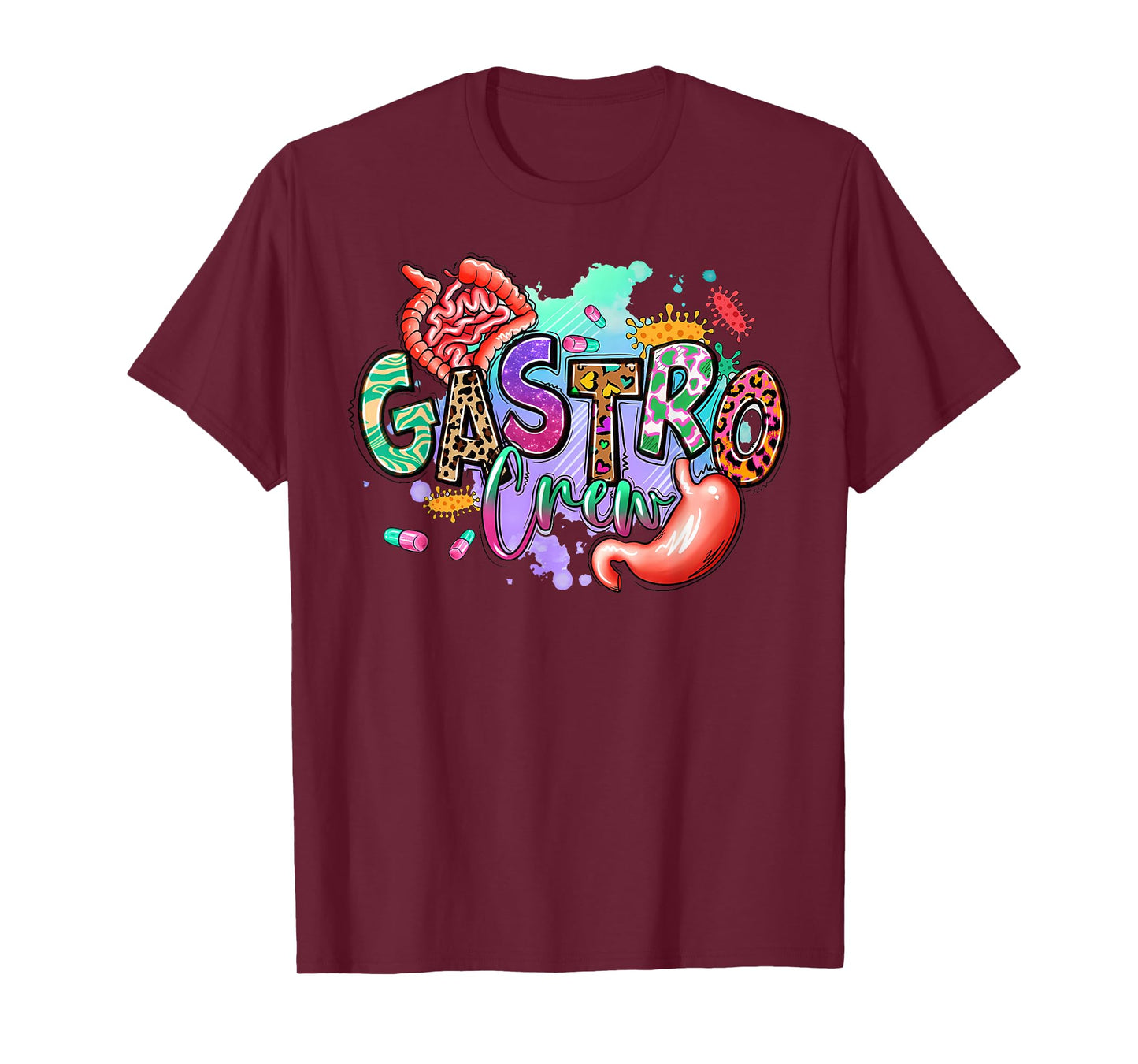 Leopard Gastro Crew Vintage Gastroenterology Nurse T-Shirt