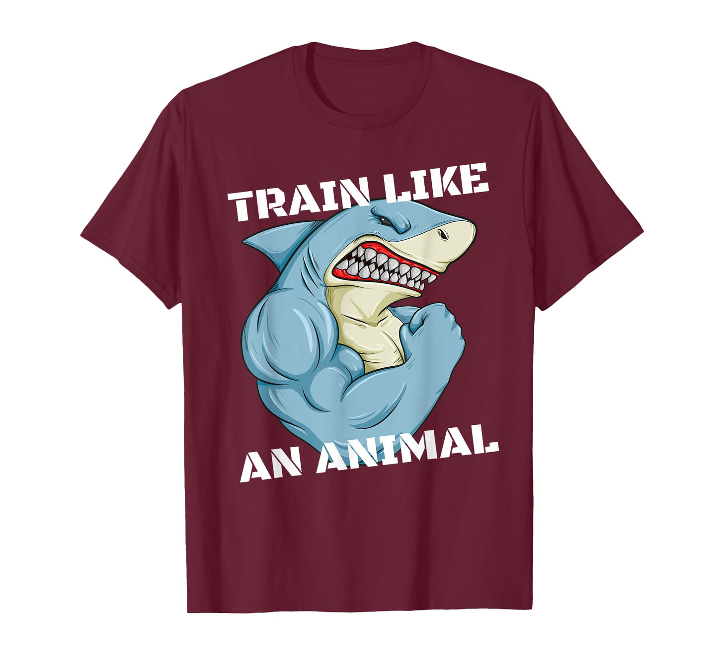 Train Like An Animal Shark Weightlifting Muscle Fitness T-Shirt