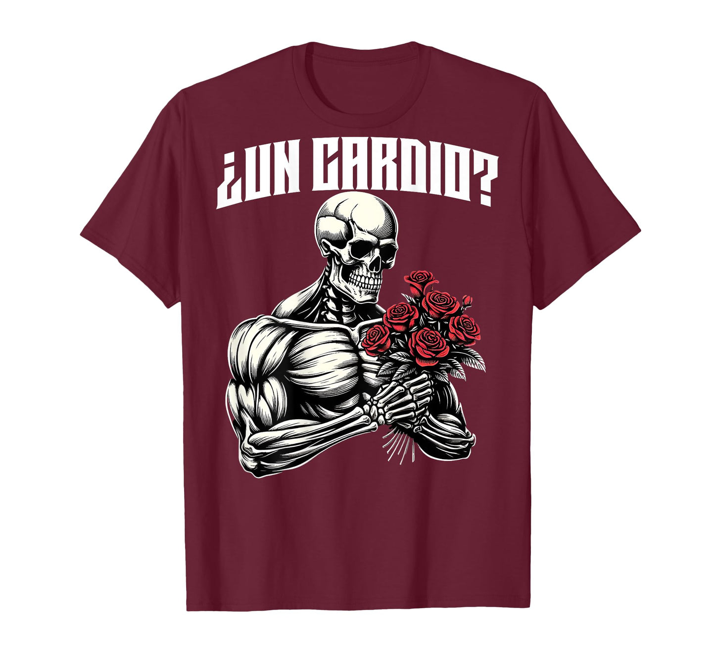 Un cardio? Espalda. Calaca con flores rosas, calacas gym T-Shirt