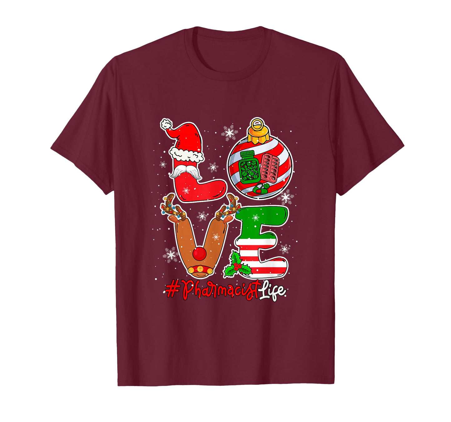 Love Pharmacist Christmas Santa Reindeer Costume Job Team T-Shirt