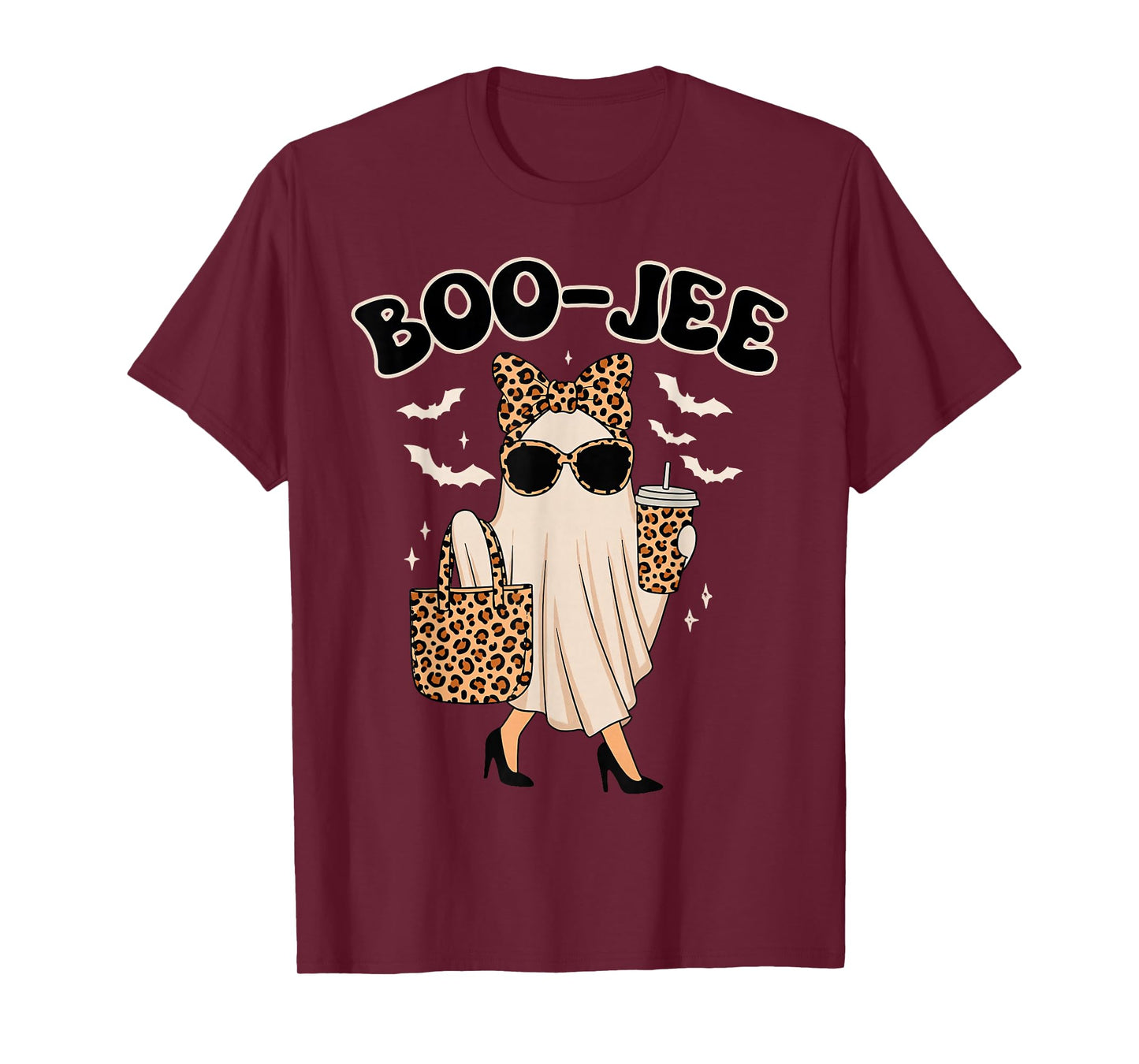 Boo-JEE Ghost, Leopard Ghost Tee, Ghost Coffee, Funny Fall T-Shirt