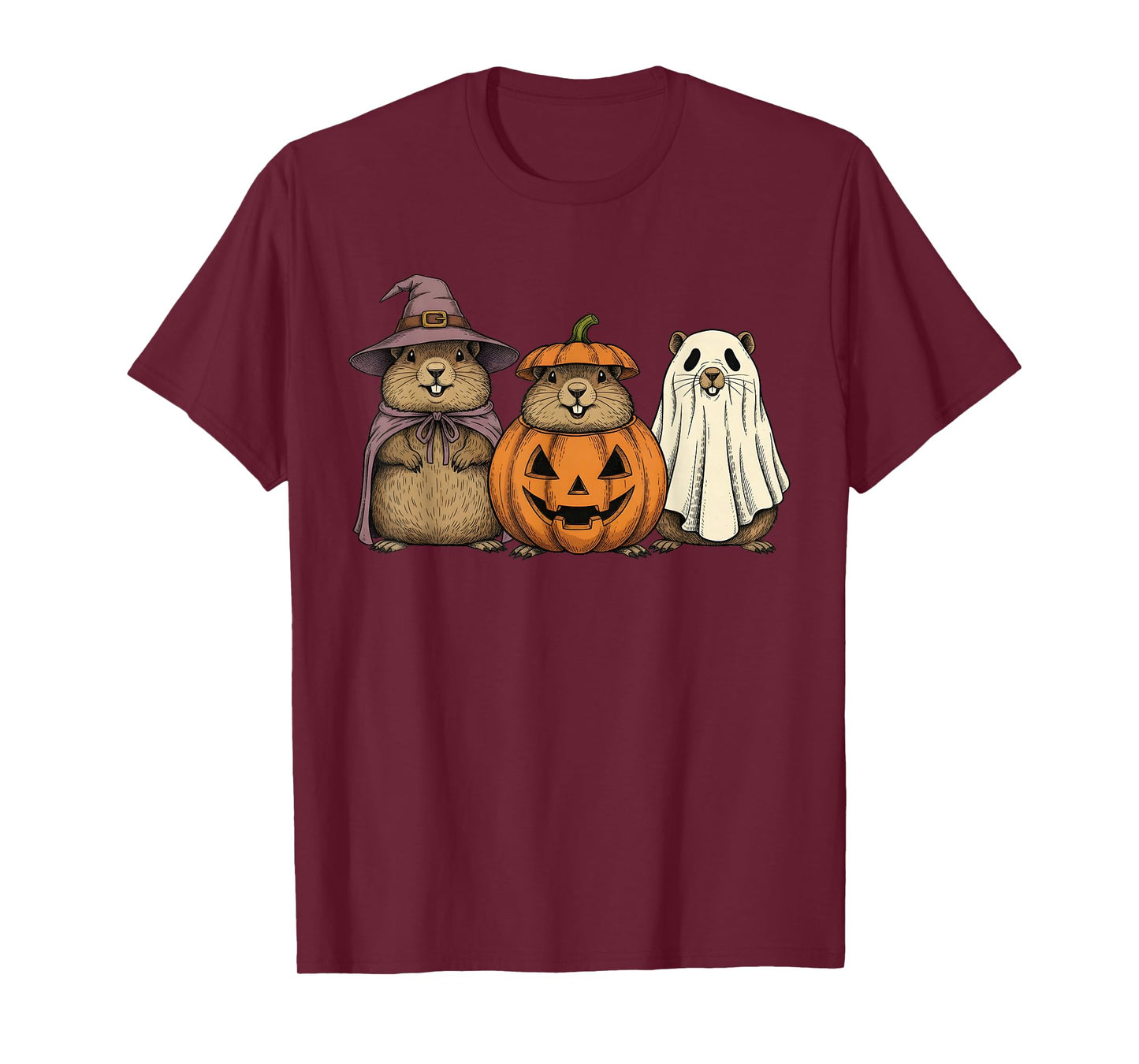 Spooky Ghost Groundhog Lover Pumpkin Halloween T-Shirt