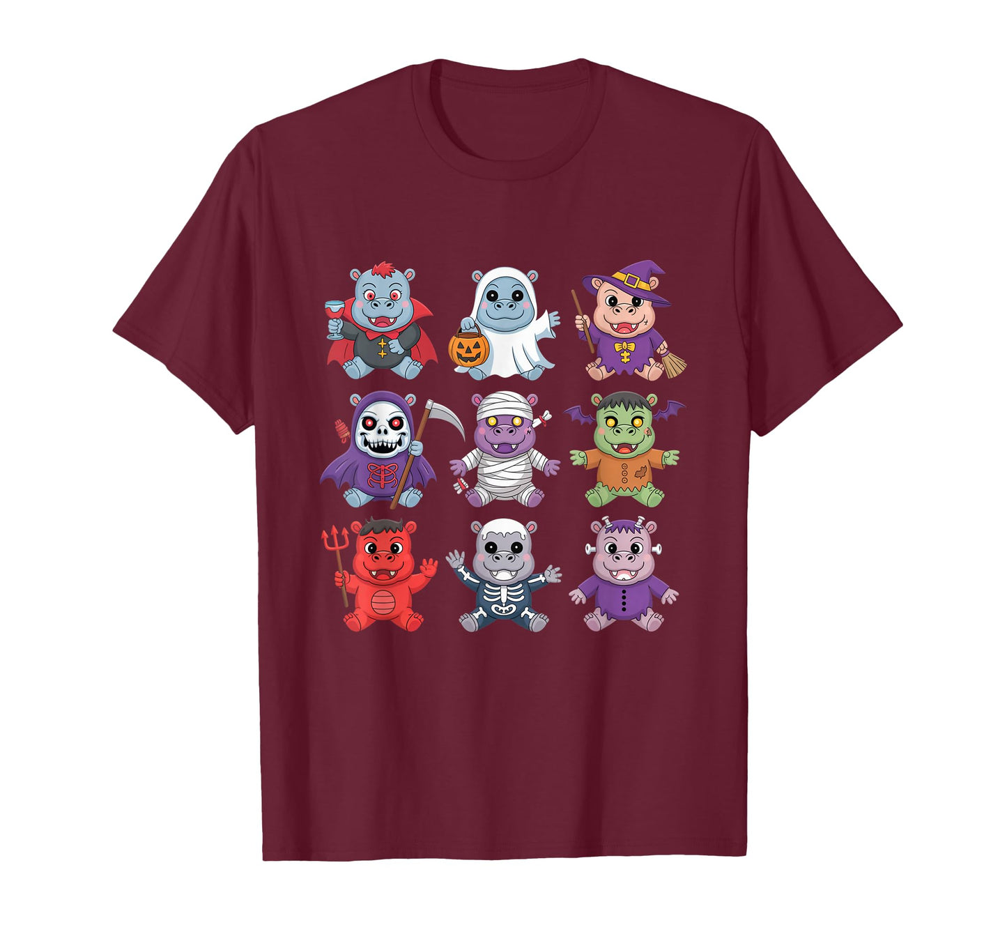 Hippo Ghost Witch Zombie Mummy Halloween Costume T-Shirt