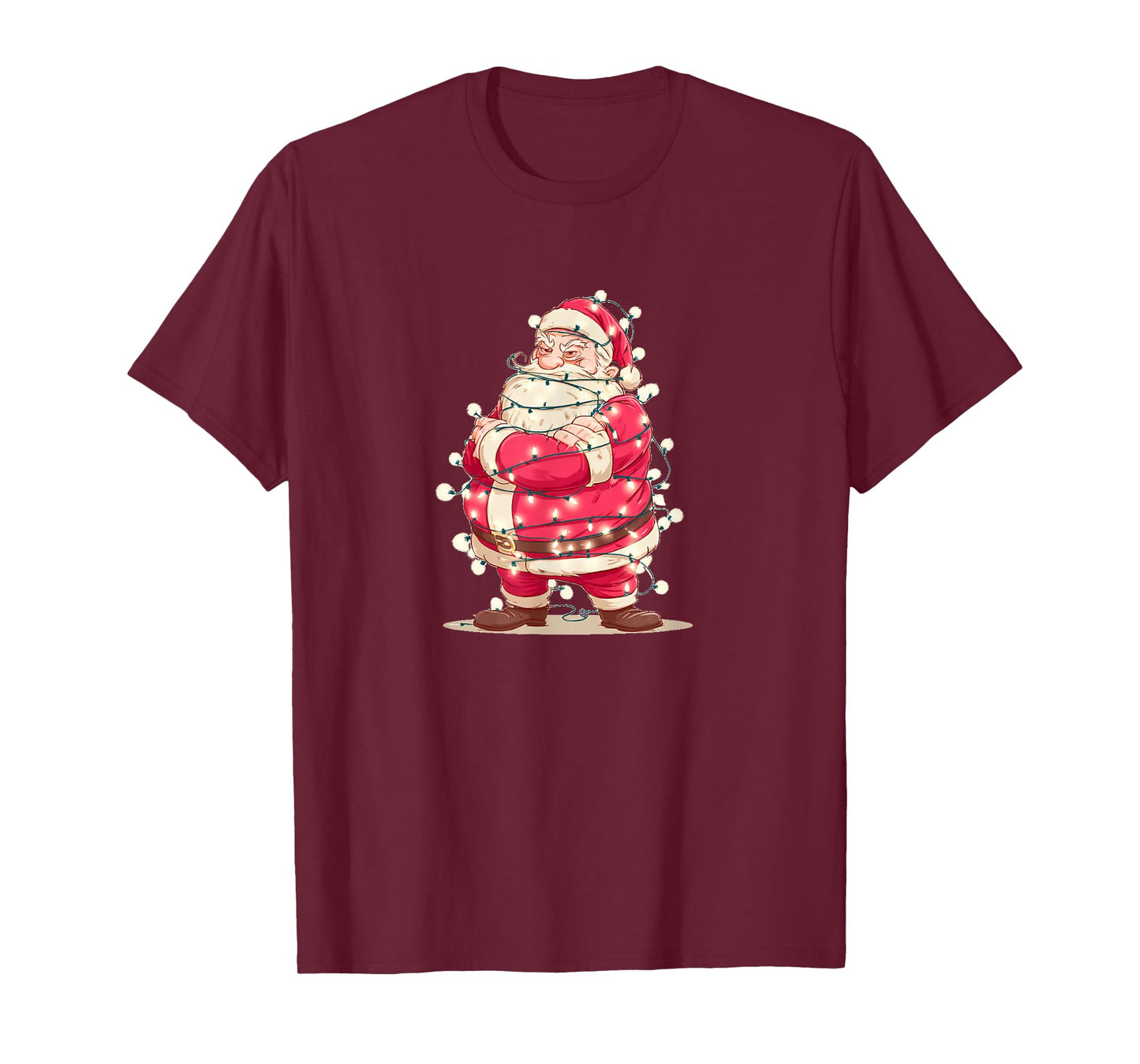 Funny Santa with Fairy Christmas Lights Costume T-Shirt