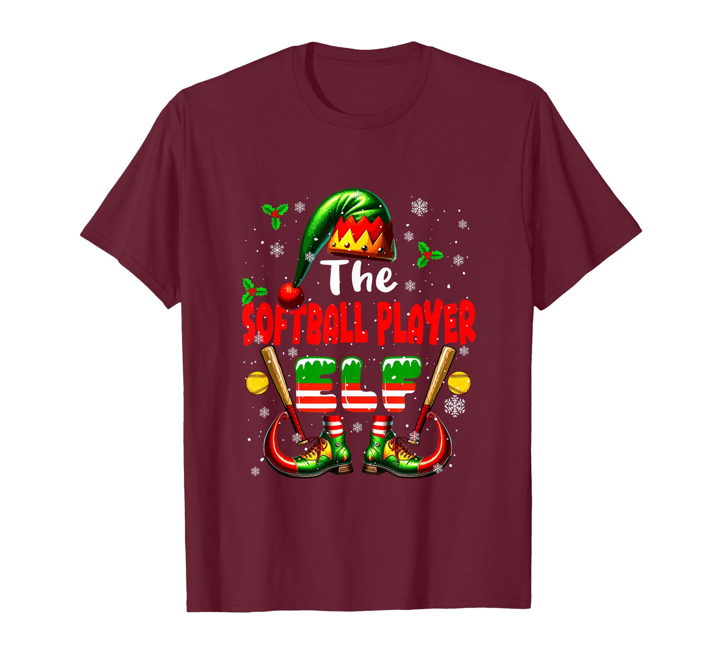 The Softball Player Elf Christmas Job Team Matching Parties T-Shirt