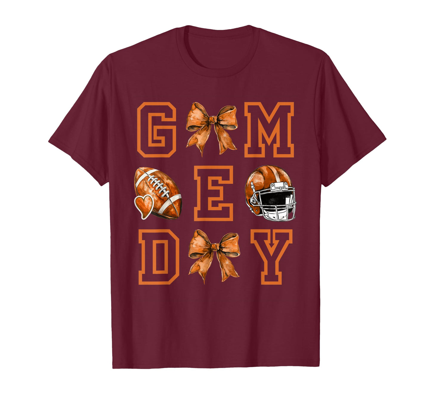 Autumn Coquette Bow Game Day American Football Player Coach T-Shirt