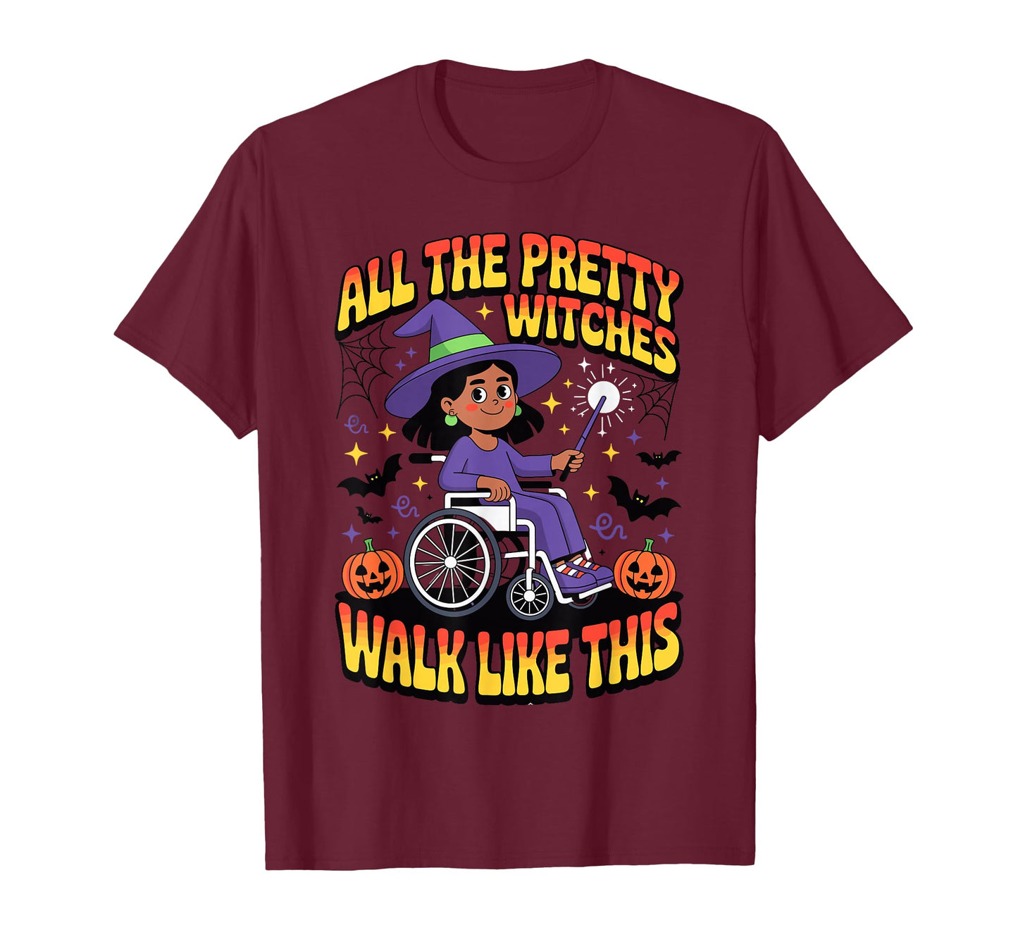Wheelchair Costume Girl Halloween Handicap Joke Witch Hat Pr T-Shirt