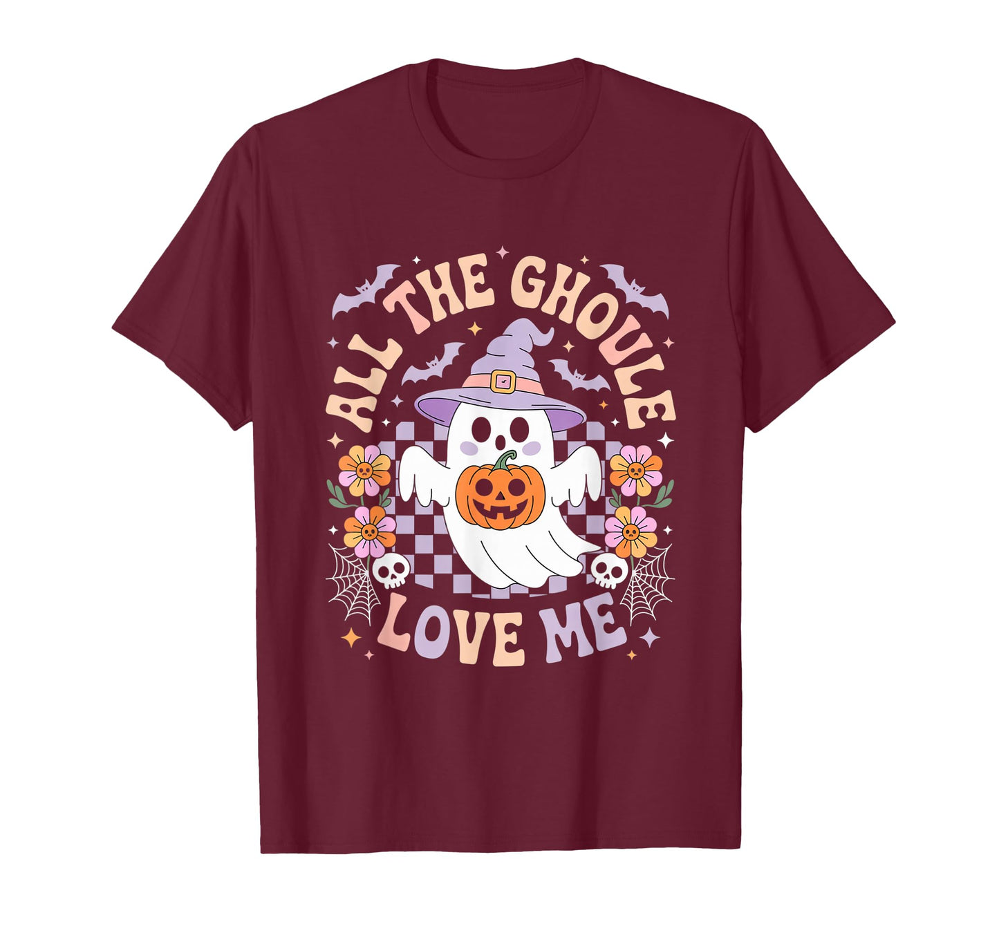 All The Ghouls Love Me Boys Funny Halloween Ghost Kids T-Shirt