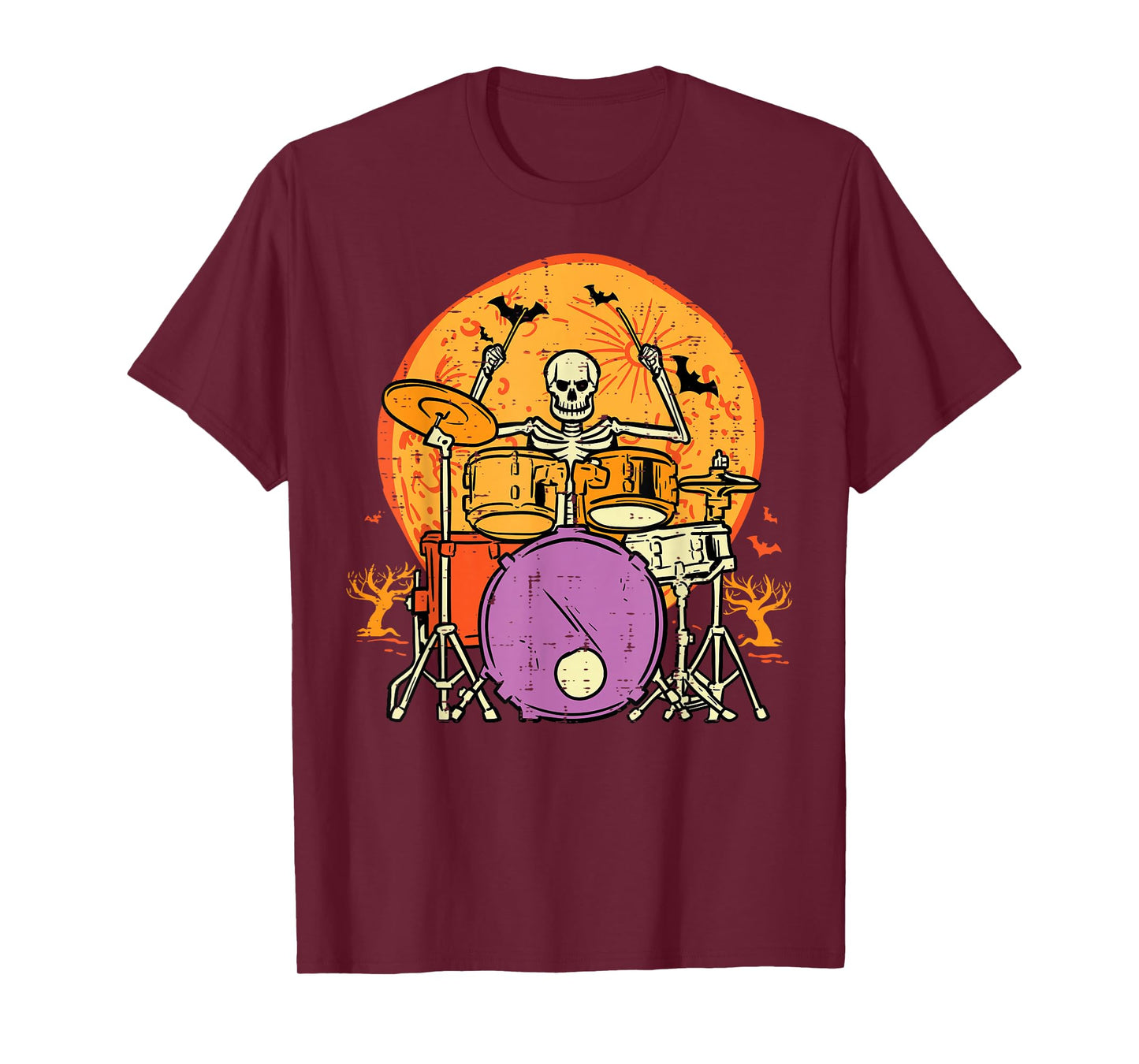 Halloween Skeleton Drummer Costume Rock Rocker Men Boys Kids T-Shirt
