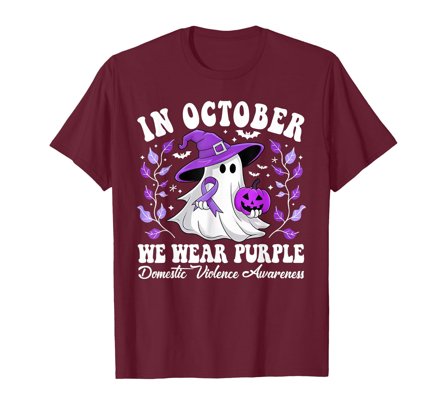 in October We Wear Purple Ghost Domestic Violence Awareness T-Shirt