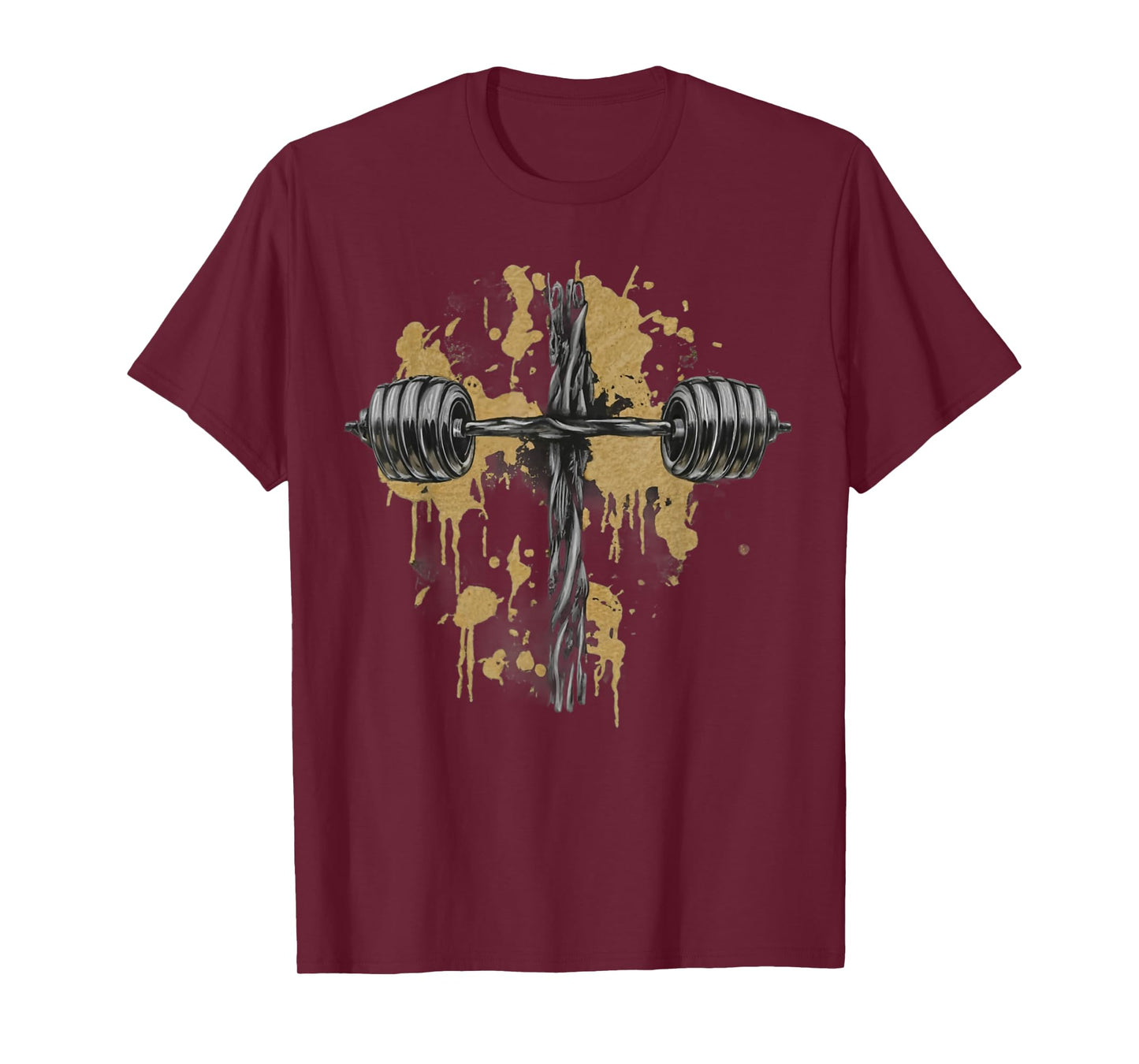 Barbell Cross Funny Christian Gym Jesus Weight Lifting God T-Shirt, Small, Black