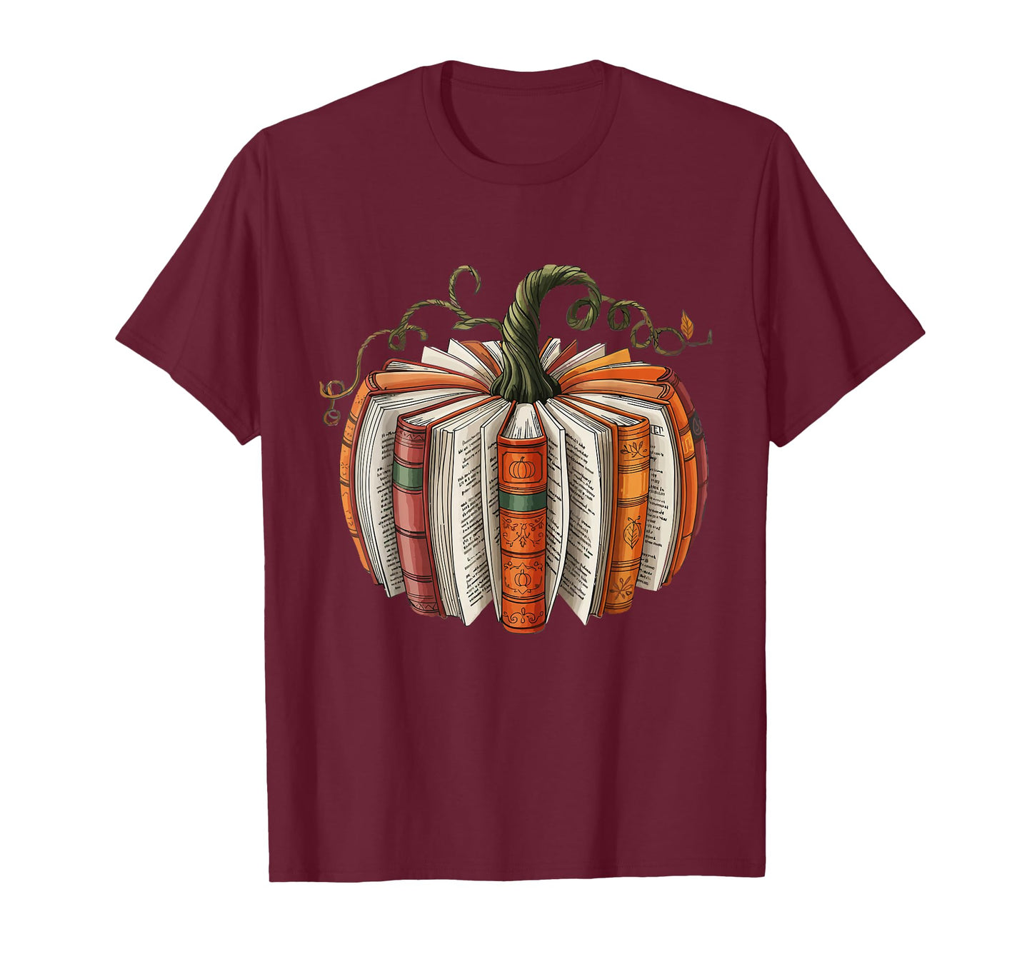 Vintage Book Pumpkin Autumn Fall Librarians Bookworm Teacher T-Shirt