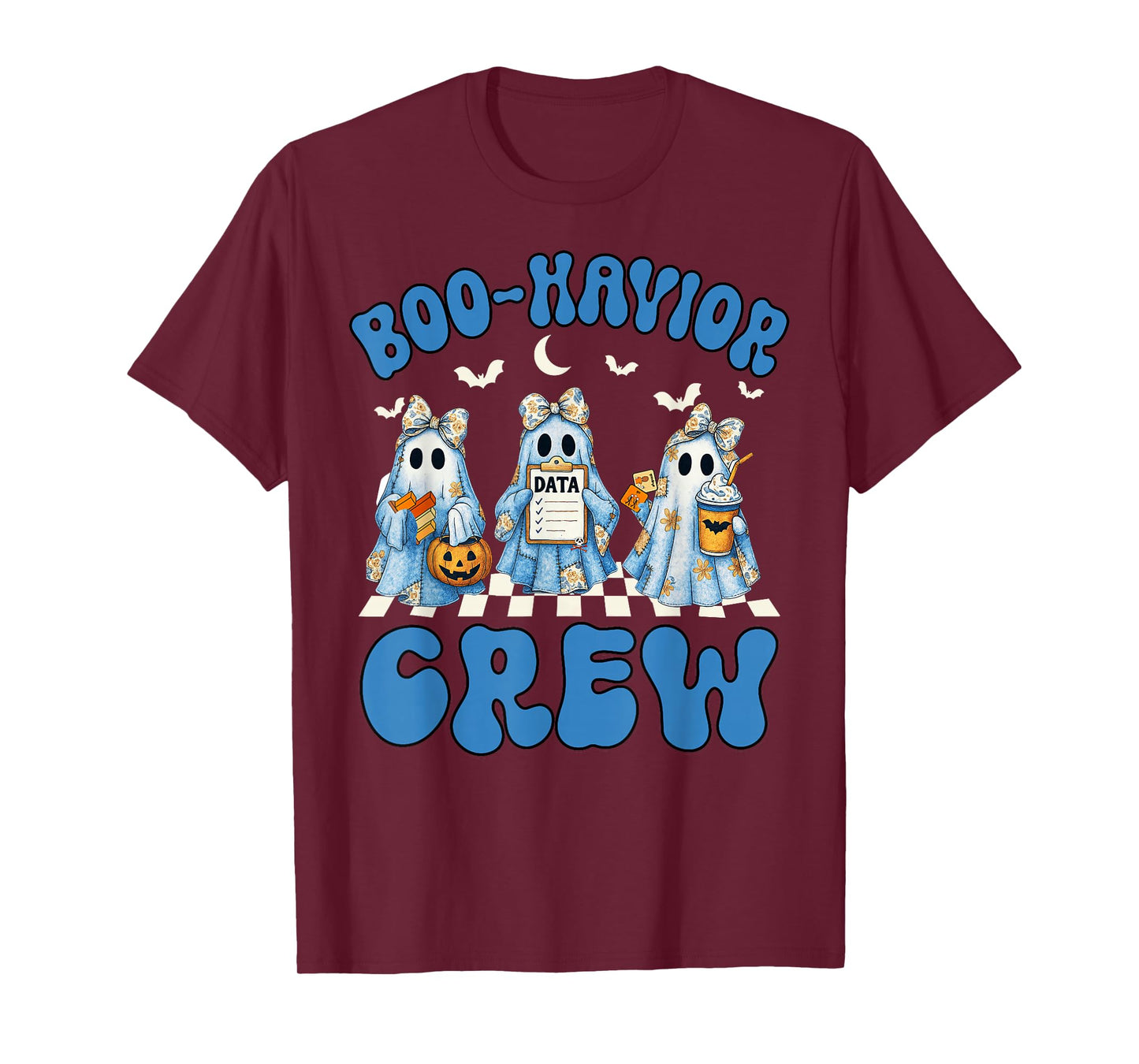 Groovy Boo Havior Crew Behavior Analyst Halloween Blue Denim T-Shirt