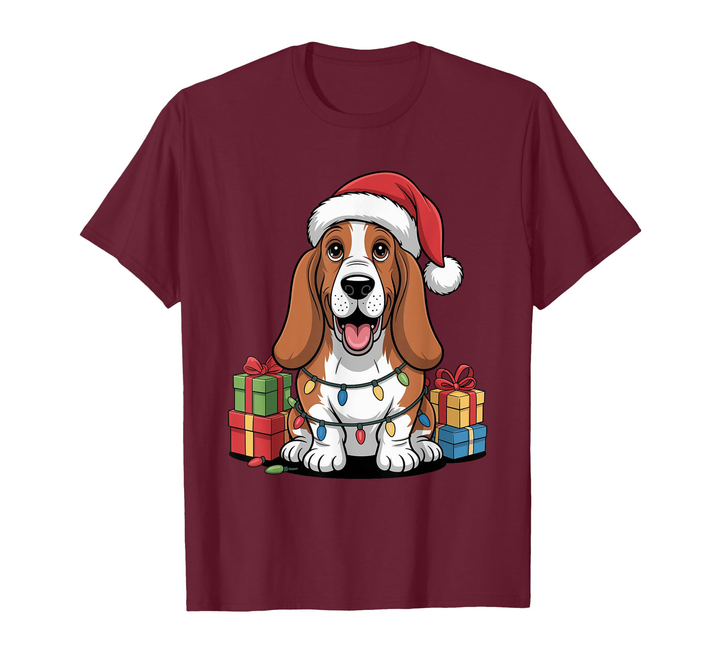 Cute Basset Hound Christmas Funny Basshole Dog Lover Holiday T-Shirt