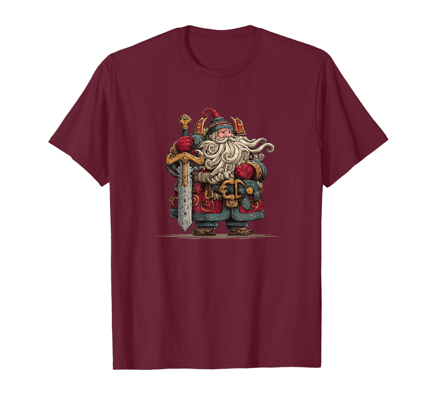 Amazing Medieval Sword with Xmas Santa Costume T-Shirt