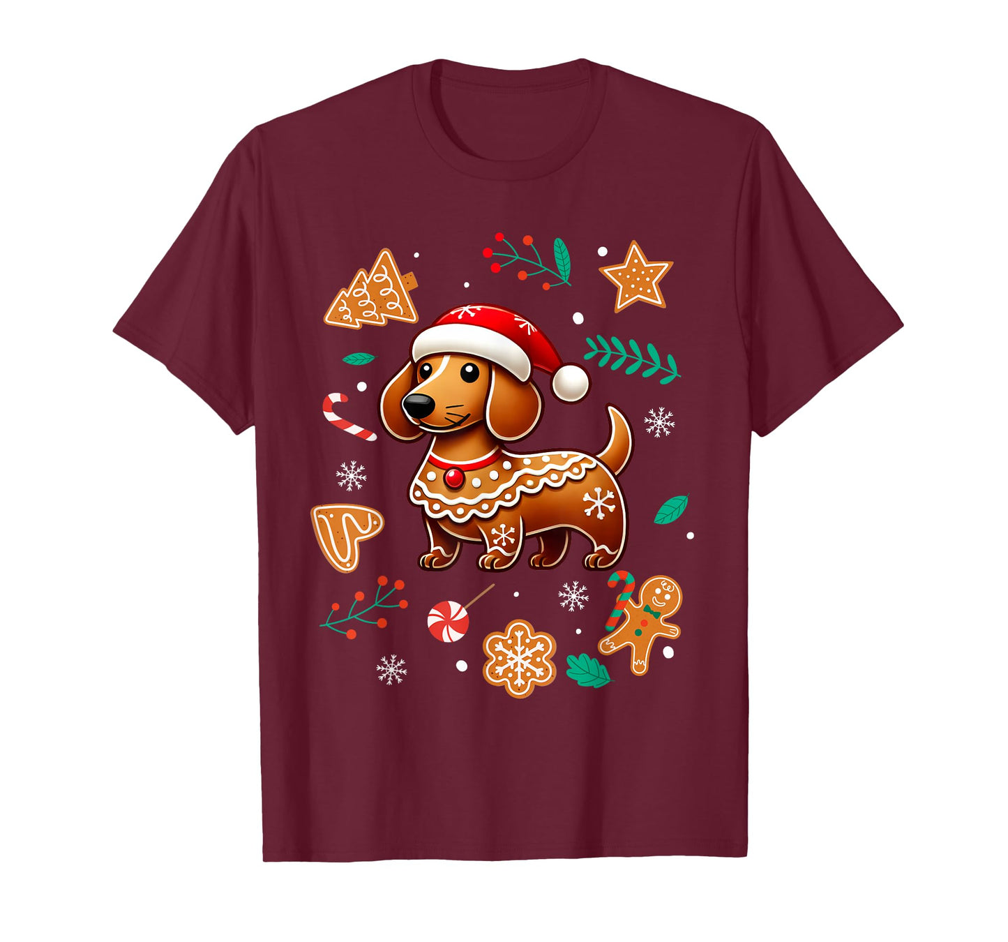 Gingerbread Weiner Dog Lover Dachshund Christmas Cookie T-Shirt