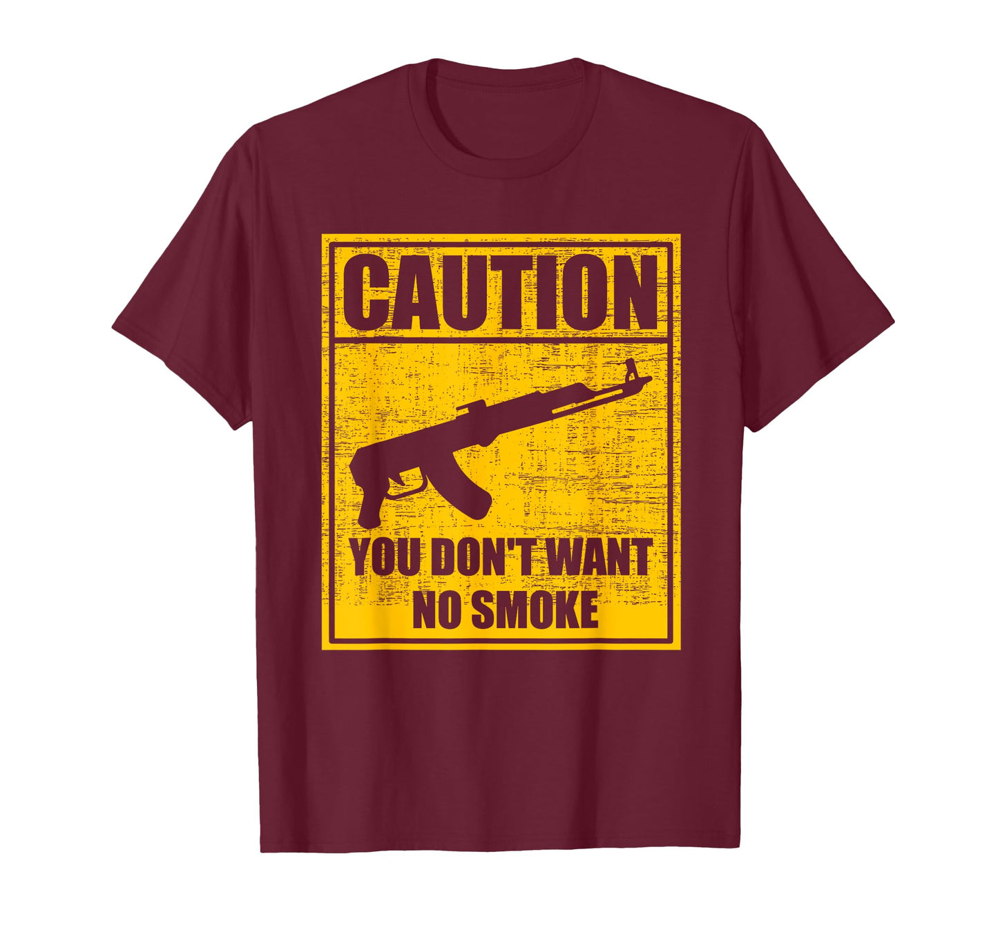Caution You Don't Want No Smoke Mini Draco AK-47 Rifle Gun T-Shirt