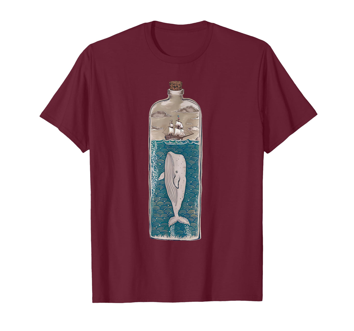 Whale in a Bottle Nautical Ship and Ocean Lovers Vintage T-Shirt