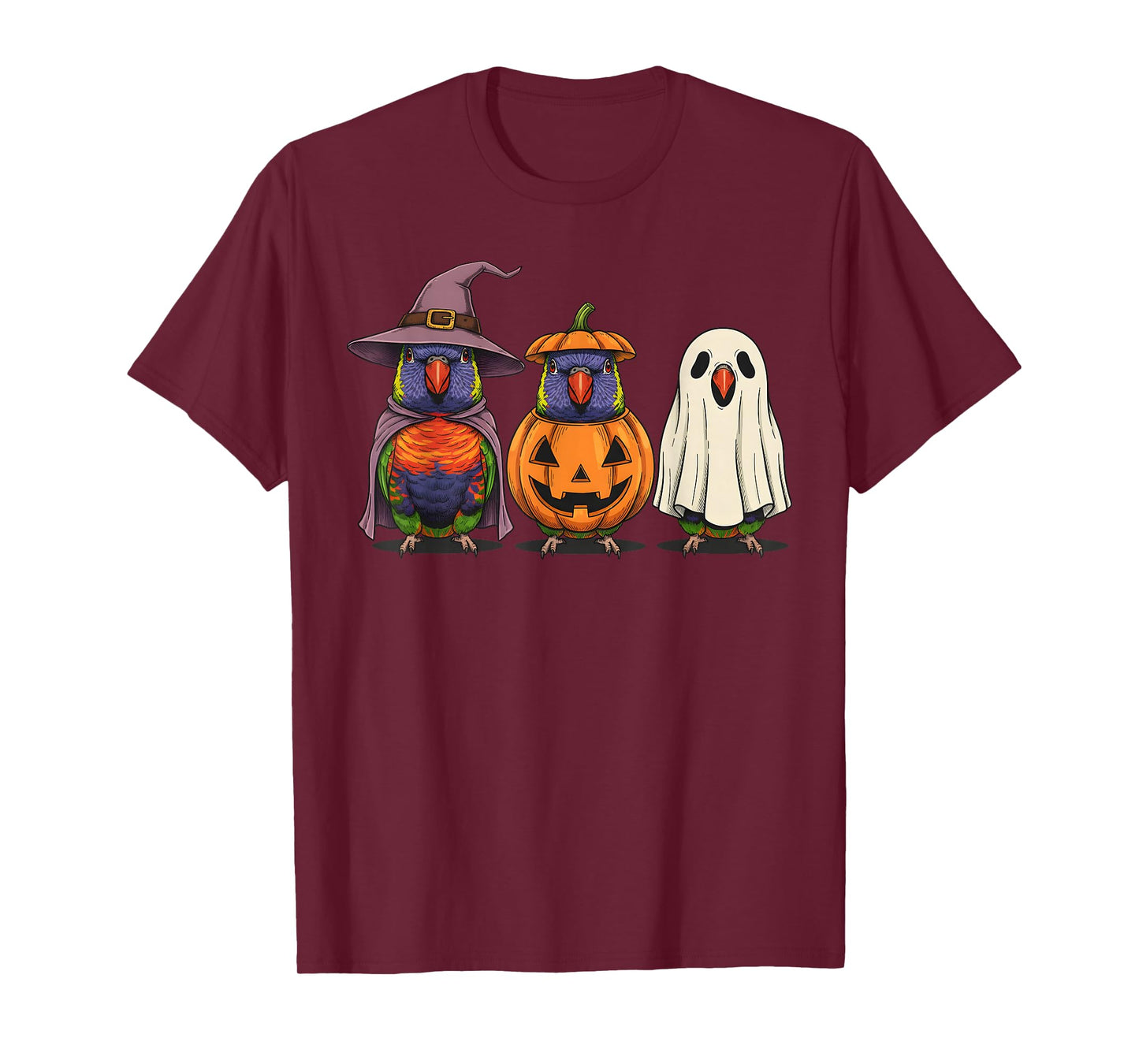 Spooky Ghost Lorikeet Parrot Lover Pumpkin Halloween T-Shirt
