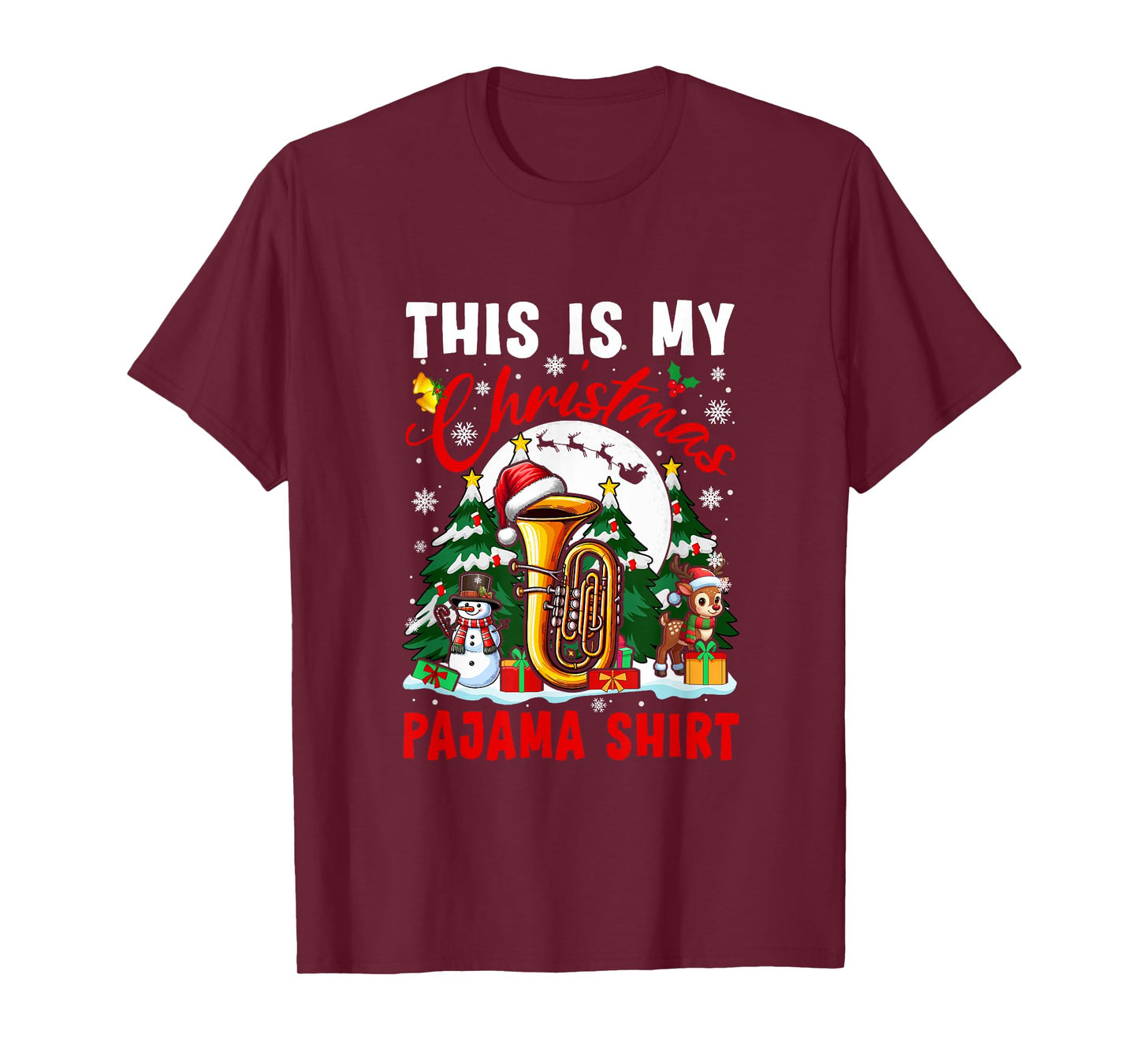 My Christmas Pajama Shirt Santa Tuba Snowman Instrument T-Shirt