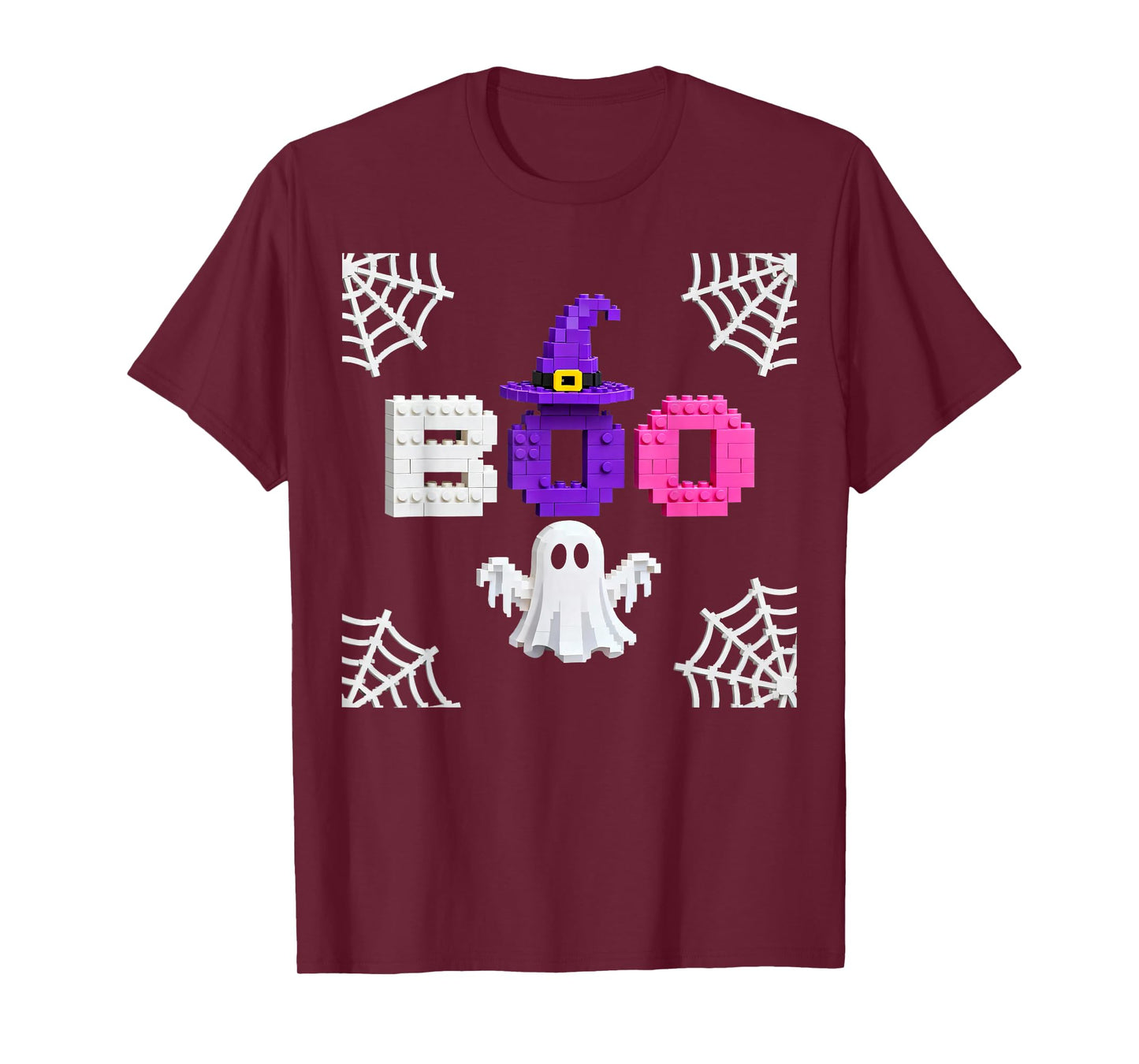 Halloween Boo Ghost Builder Blocks Building Boy Kids T-Shirt