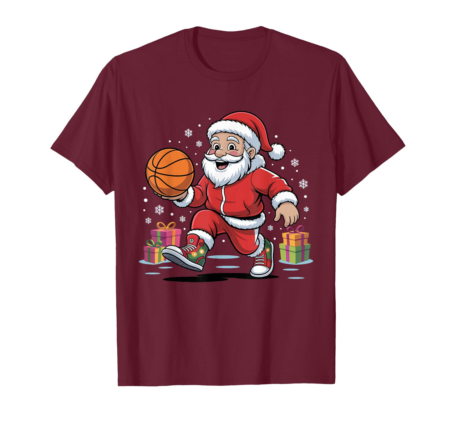 Santa Playing Basketball Funny Holiday Christmas Xmas Pajama T-Shirt