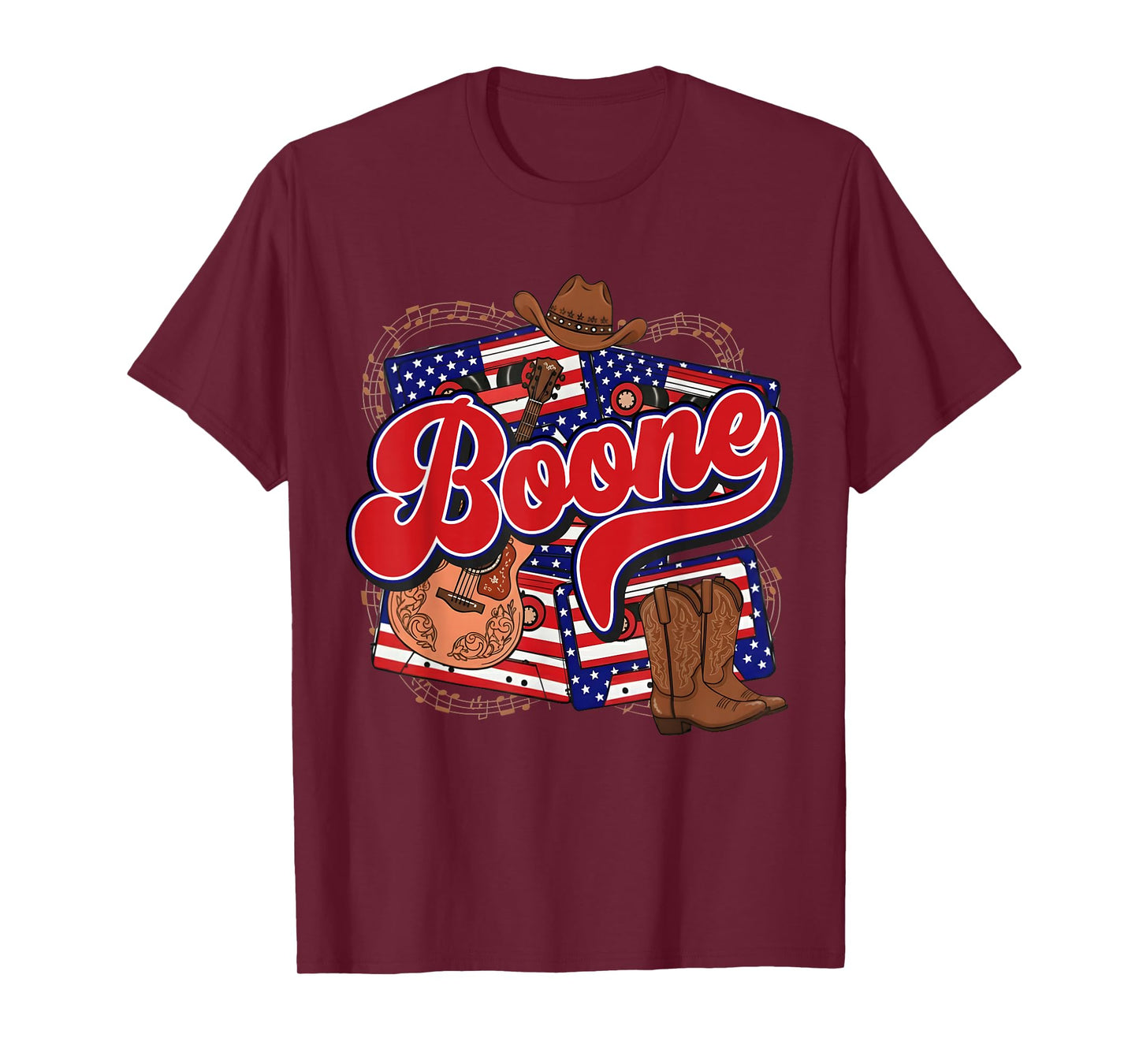 Boone Checkered Personalized Name Vintage US Flag Retro T-Shirt