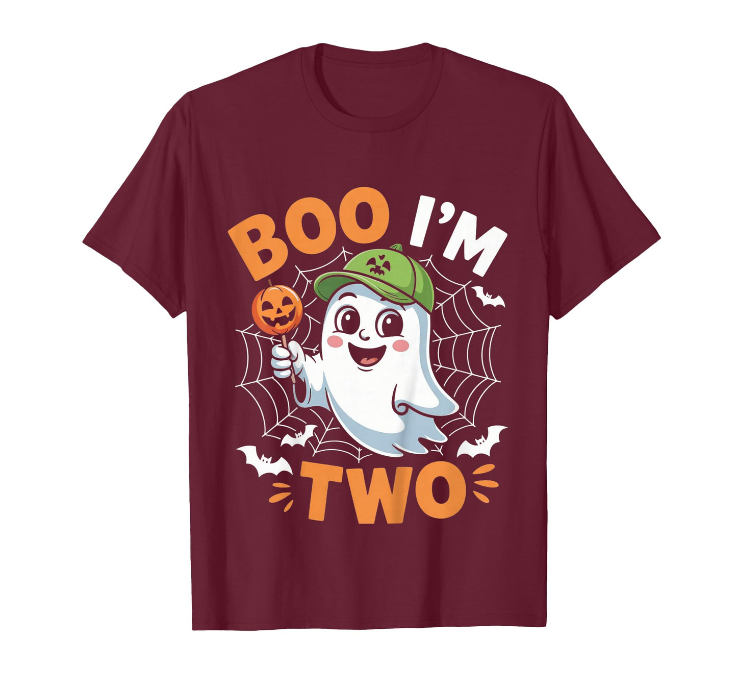 Boo I'm Two 2nd Birthday Youth Halloween Boys Ghost Groovy T-Shirt