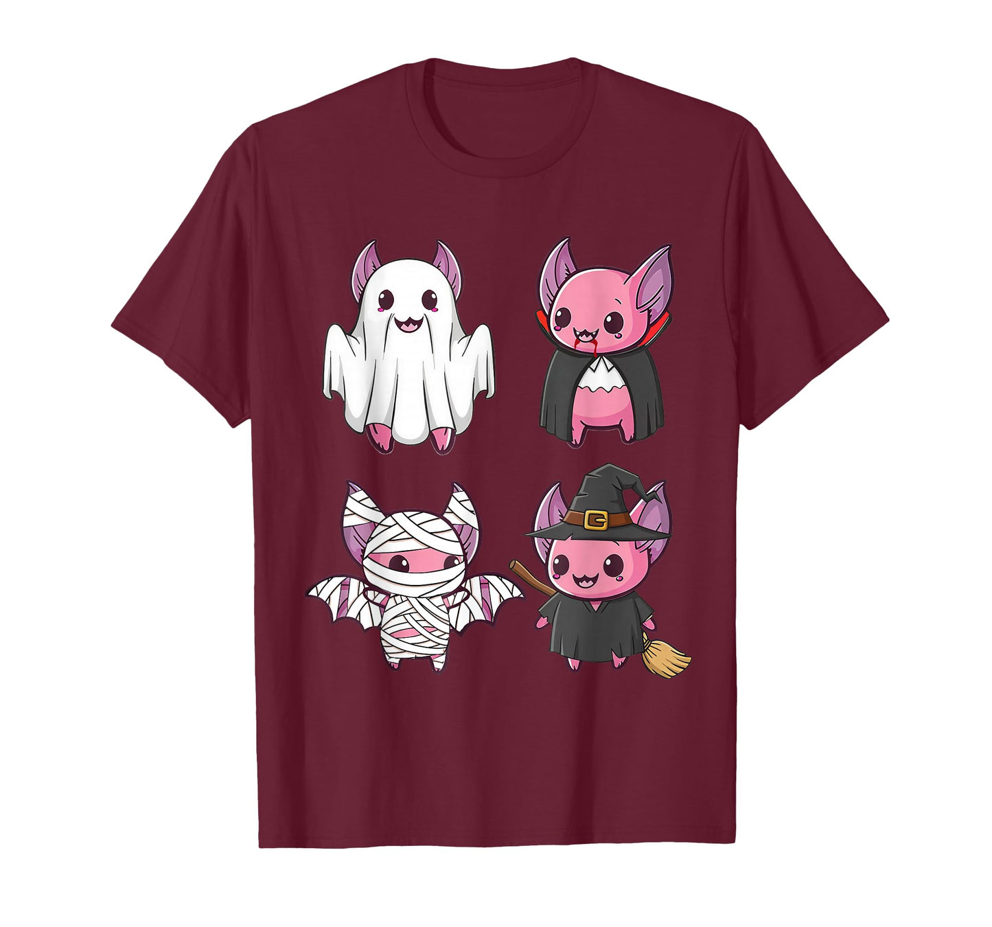 Funny Kawaii Pink Bats Halloween Costume Ghost Witch Mummy T-Shirt