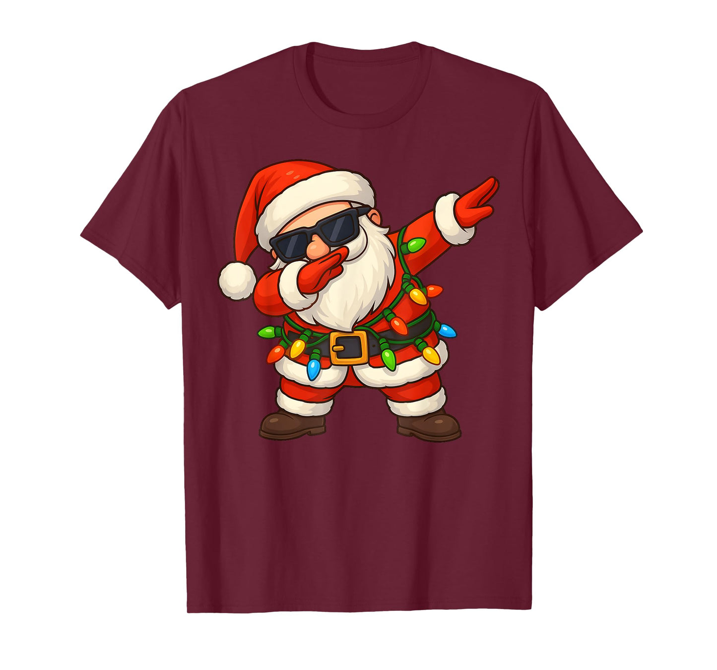 Dabbing Santa Christmas Lights Dab Xmas Girls Boys Kids T-Shirt