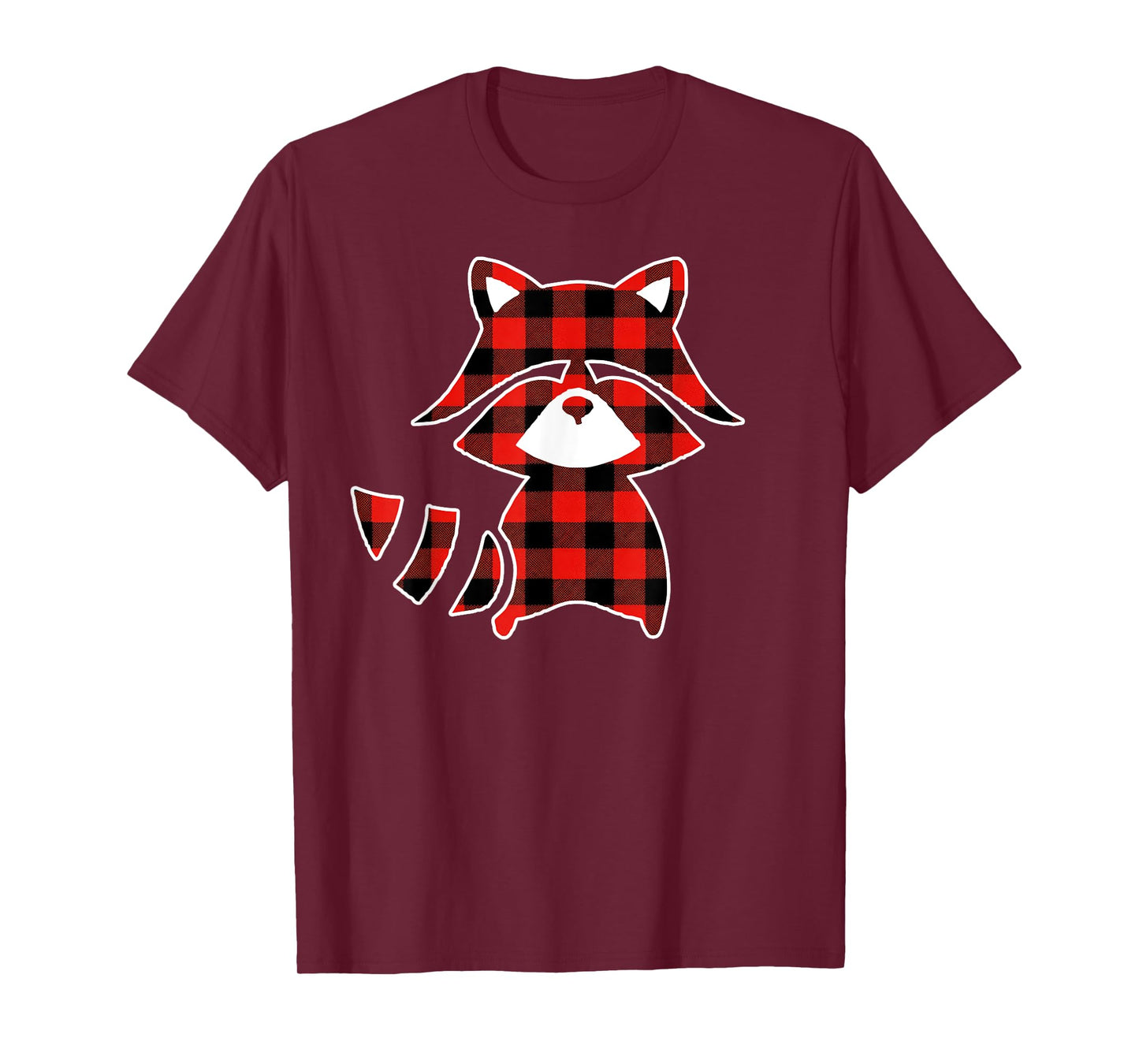 Red Buffalo Plaid Pajama Raccoon Christmas T-Shirt
