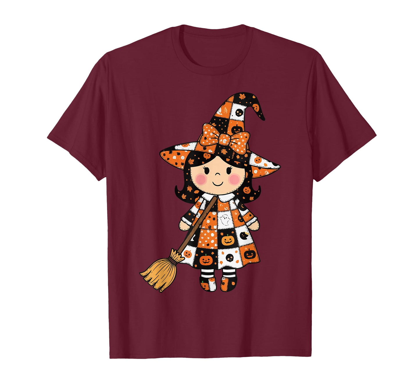 Adorable Halloween Patchwork Witch T-Shirt