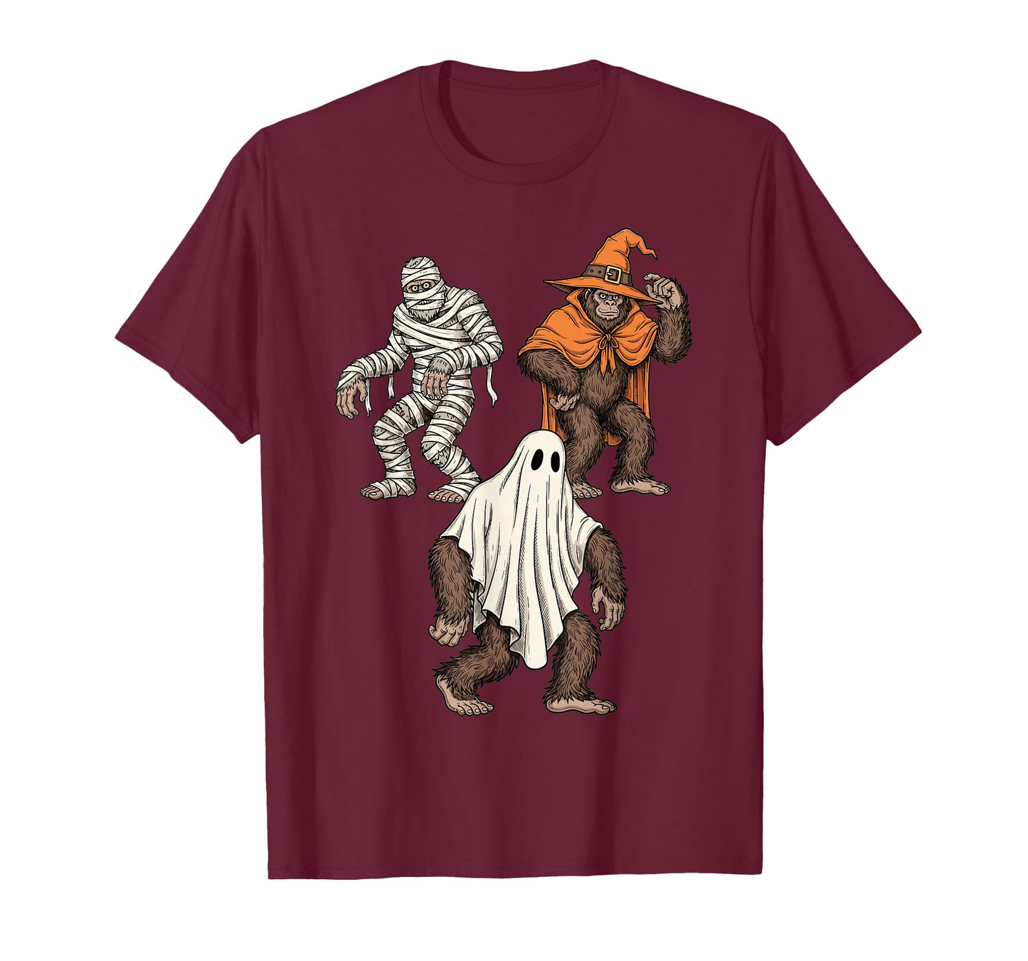 Halloween Bigfoot Mummy Ghost Witch Costume Art T-Shirt