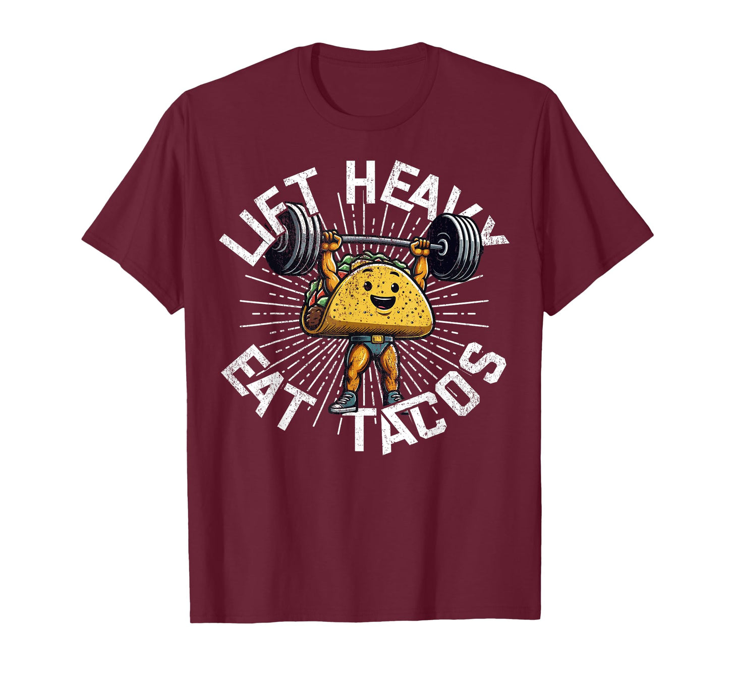 Lift Heavy Eat Tacos Funny Gym Workout Tee Powerlifting T-Shirt