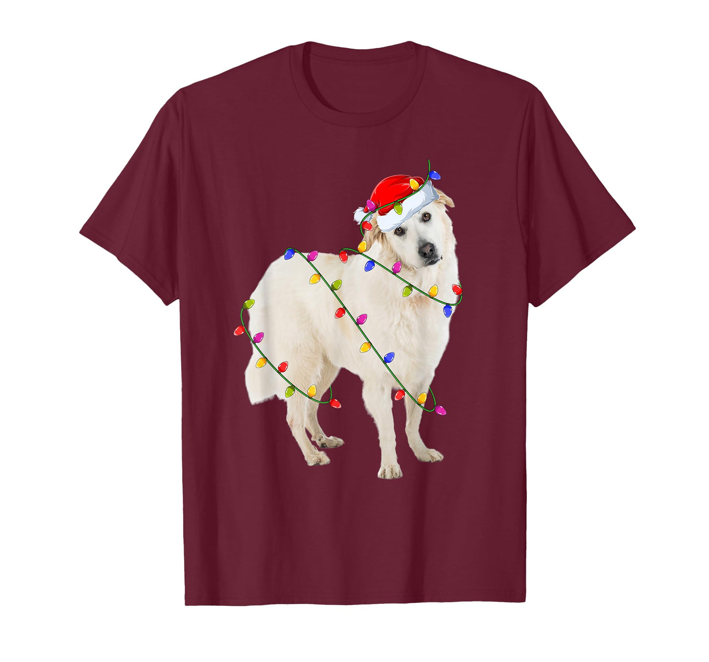 Great Pyrenees Dog Christmas Lights Santa Pet Dog Lover Xmas T-Shirt