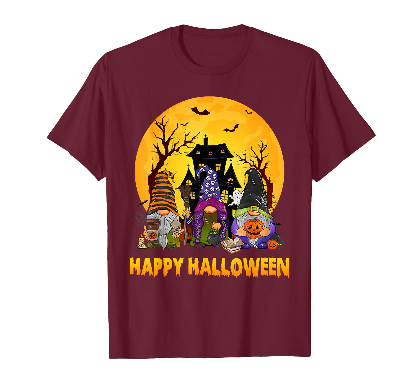 Vintage Retro Happy Halloween Witchy Gnomes Spooky Season T-Shirt