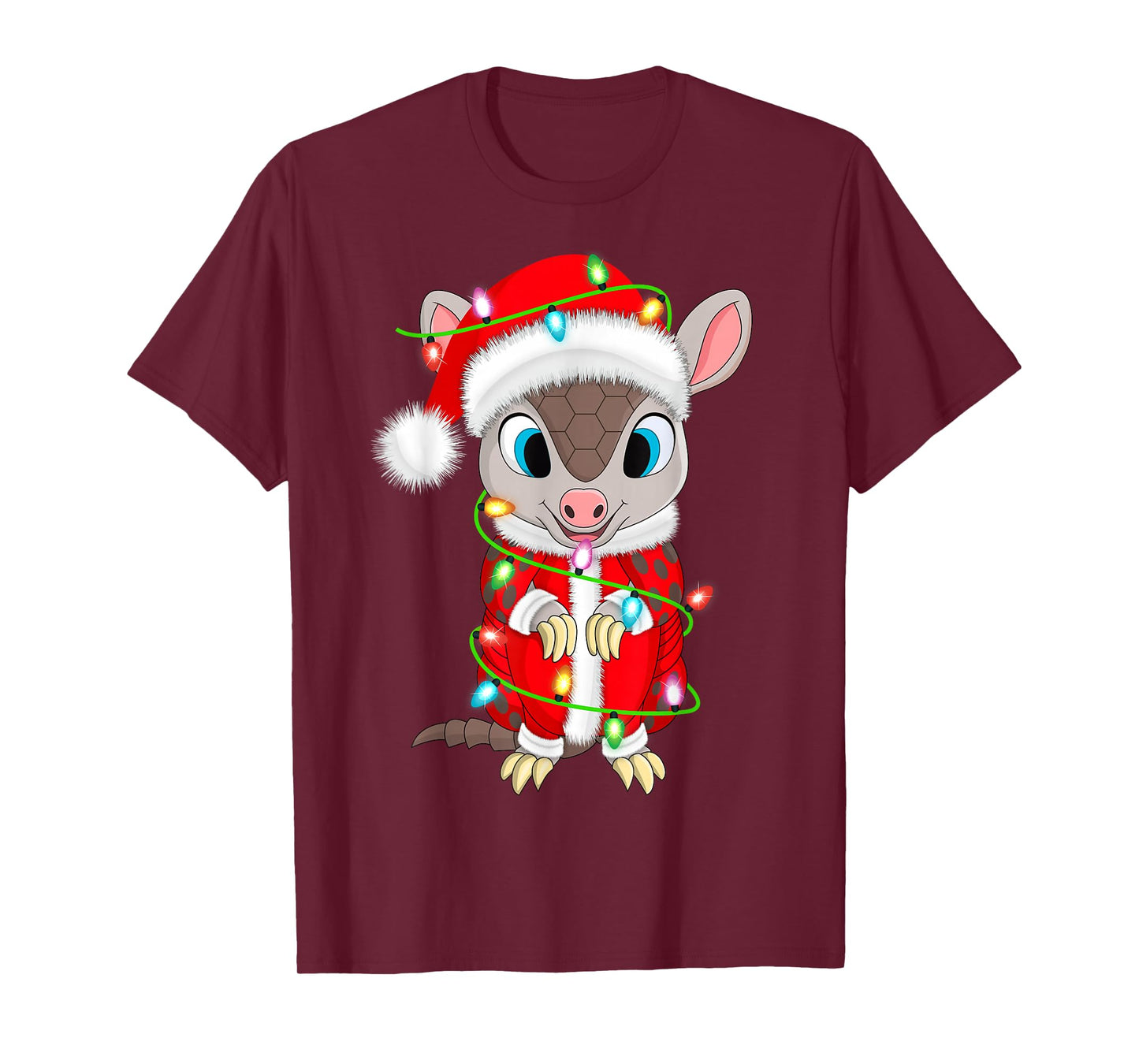 Armadillo Christmas Lights Santa Costume Cute Animal Xmas T-Shirt